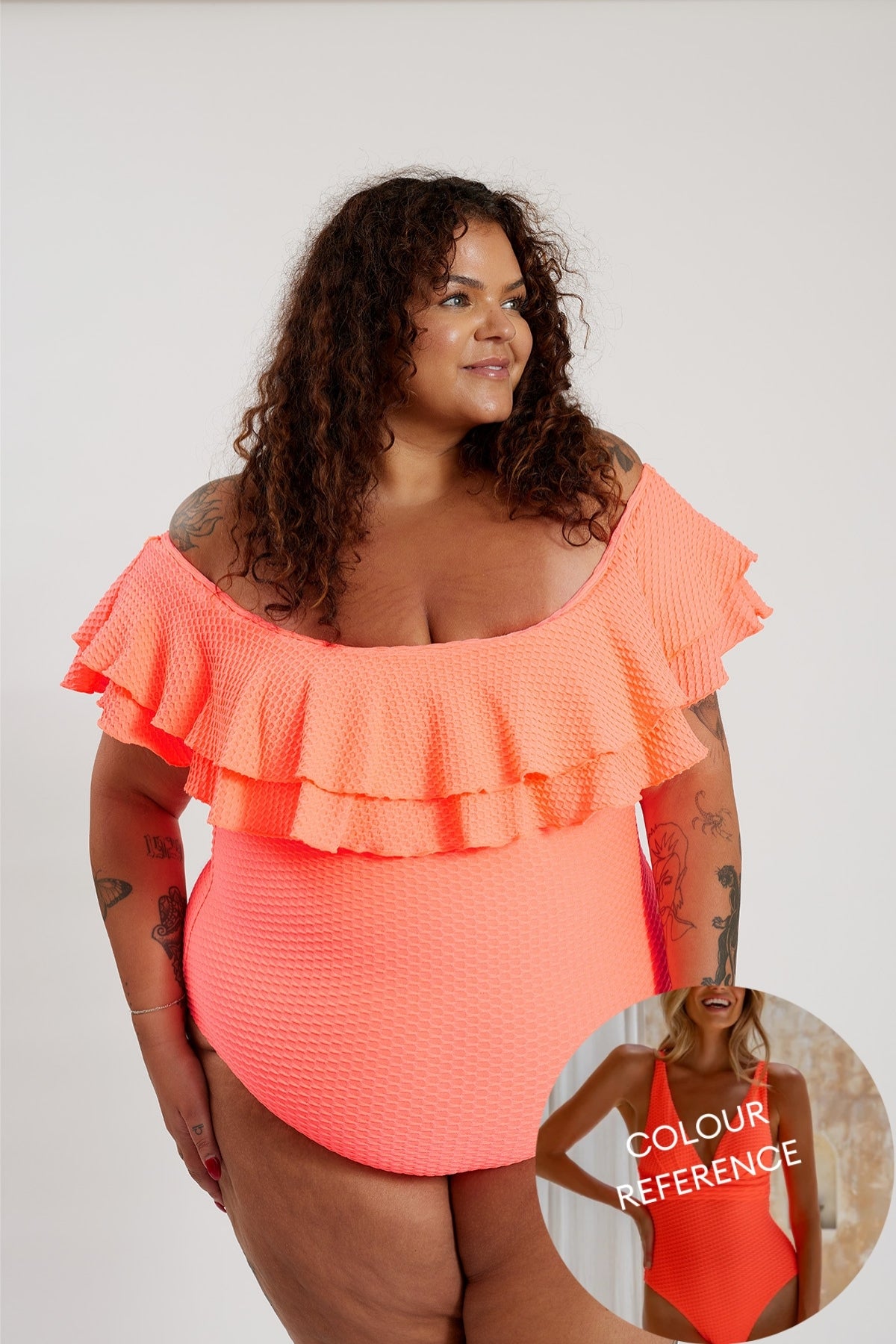 Miranda 02 One Piece Curve - Fluro Waffle Watermelon