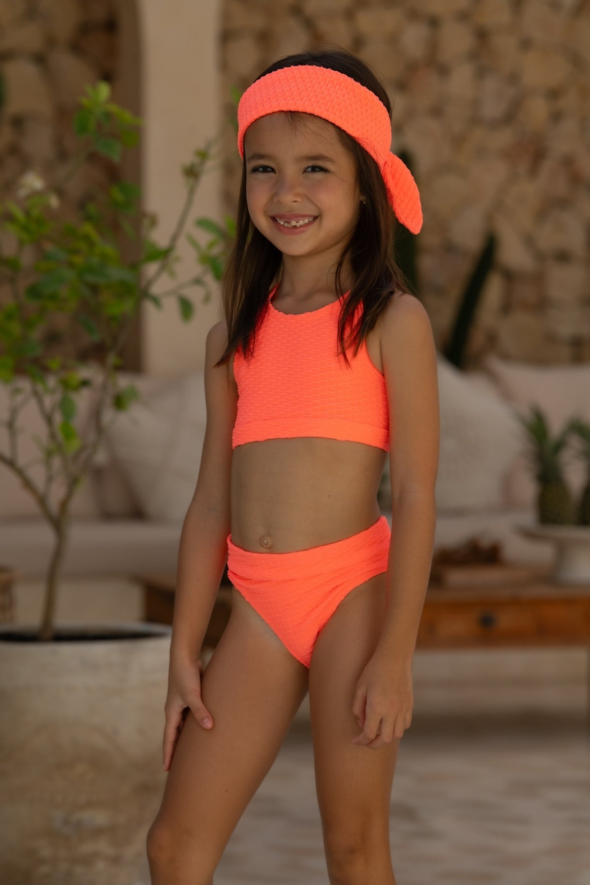 Mini Gia Bikini Set - Fluro Waffle Watermelon