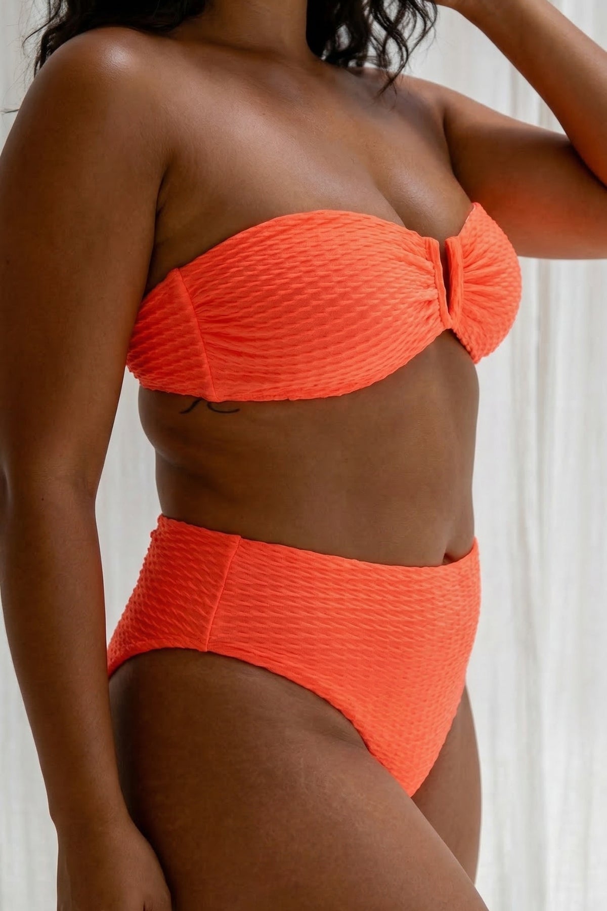 Sadie Bikini Bottom - Fluro Waffle Watermelon