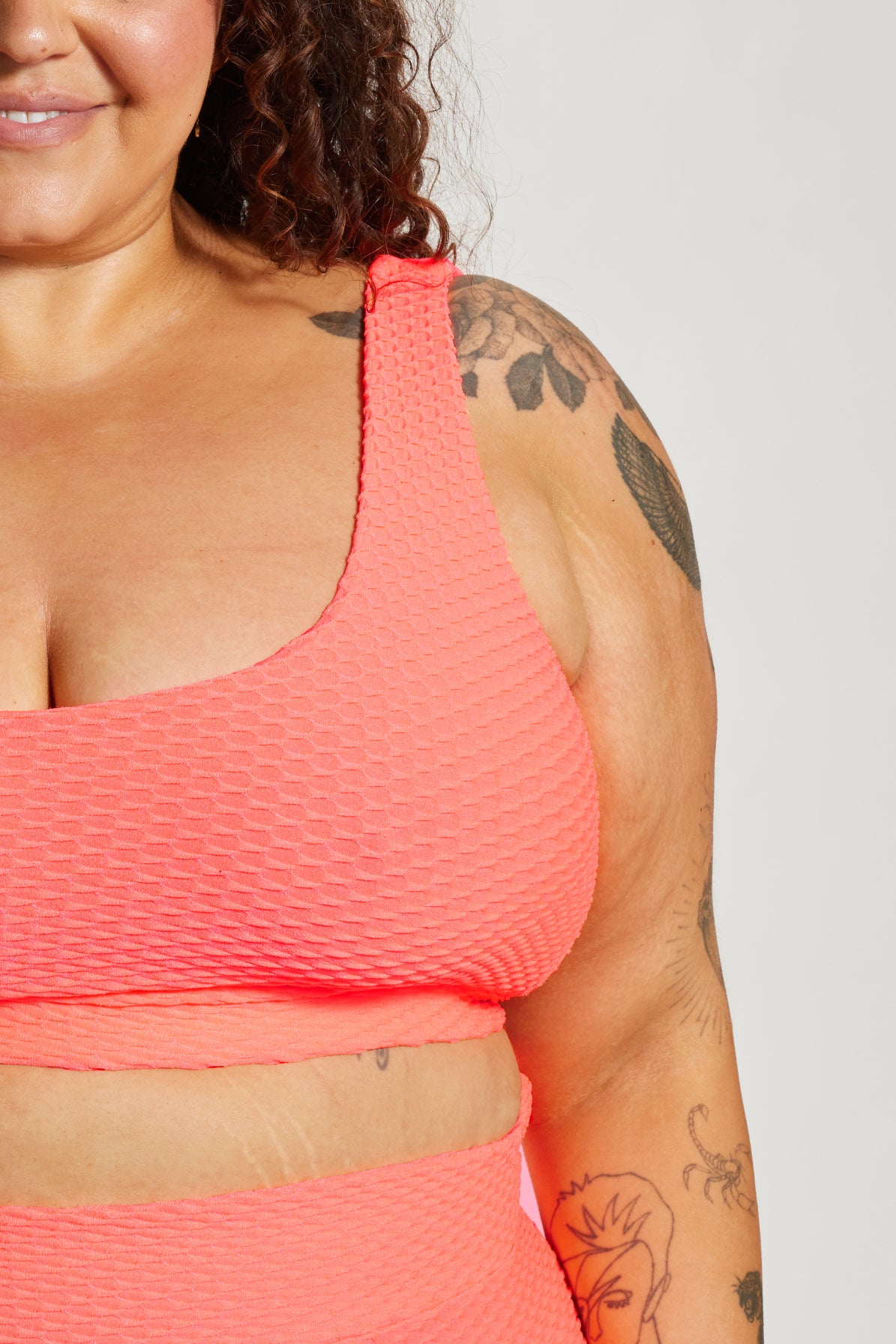 Gia Bikini Top Curve - Fluro Waffle Watermelon