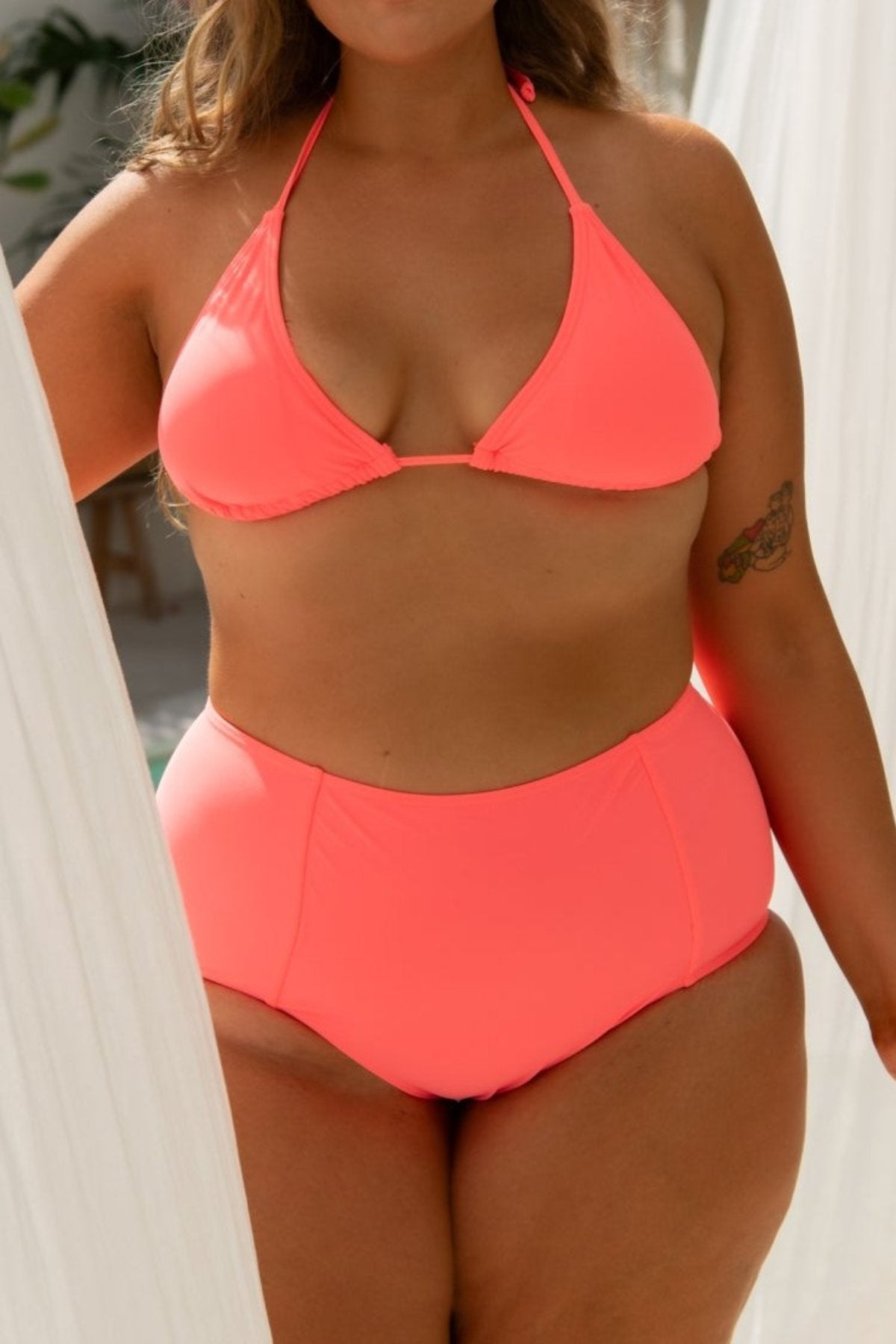 Infamous Swim Mia String Top in Fluro Coral