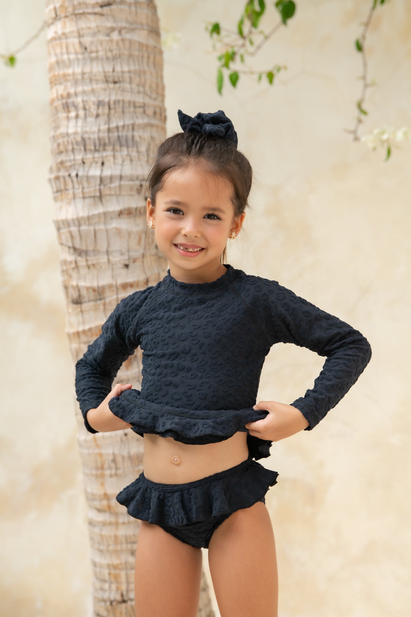 Mini Annie Rashie Set 02 - Textured Leopard Charcoal