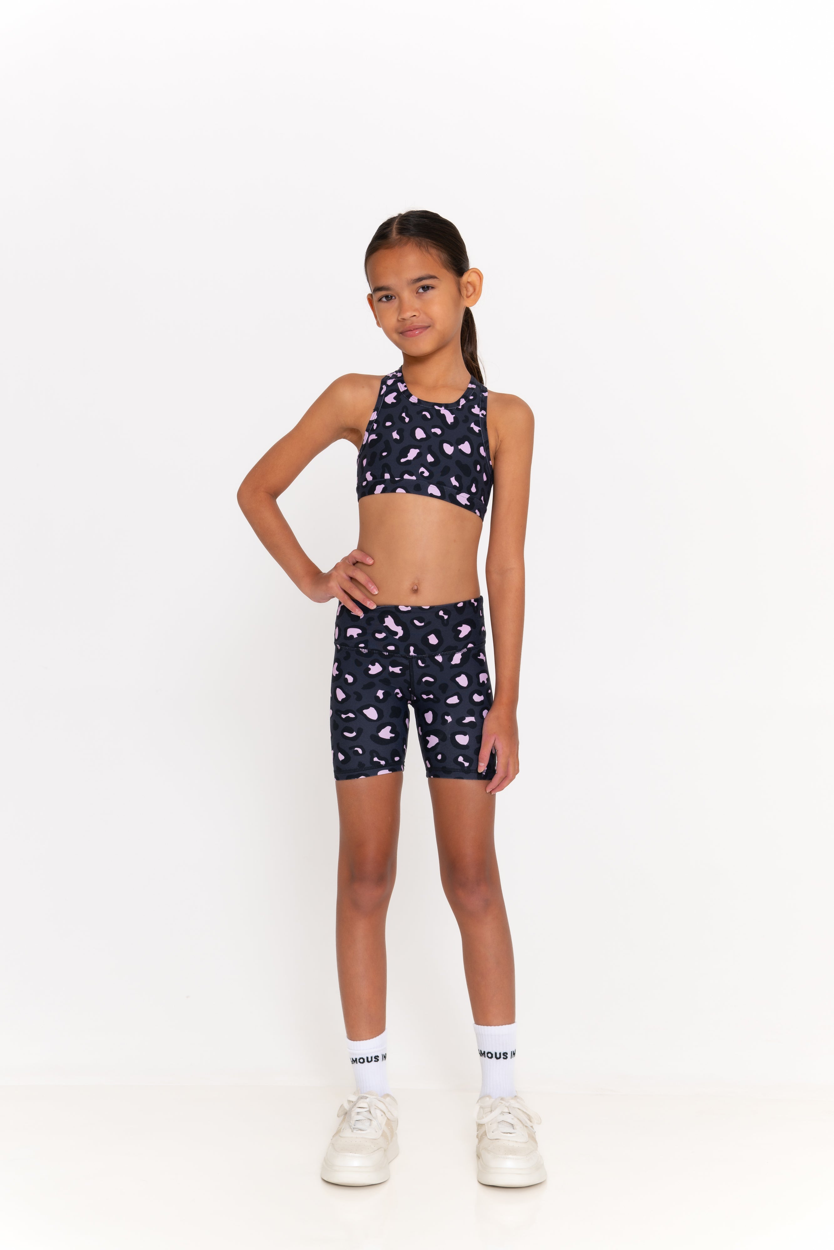 Mini Ashy Active Crop - Mellow Leopard