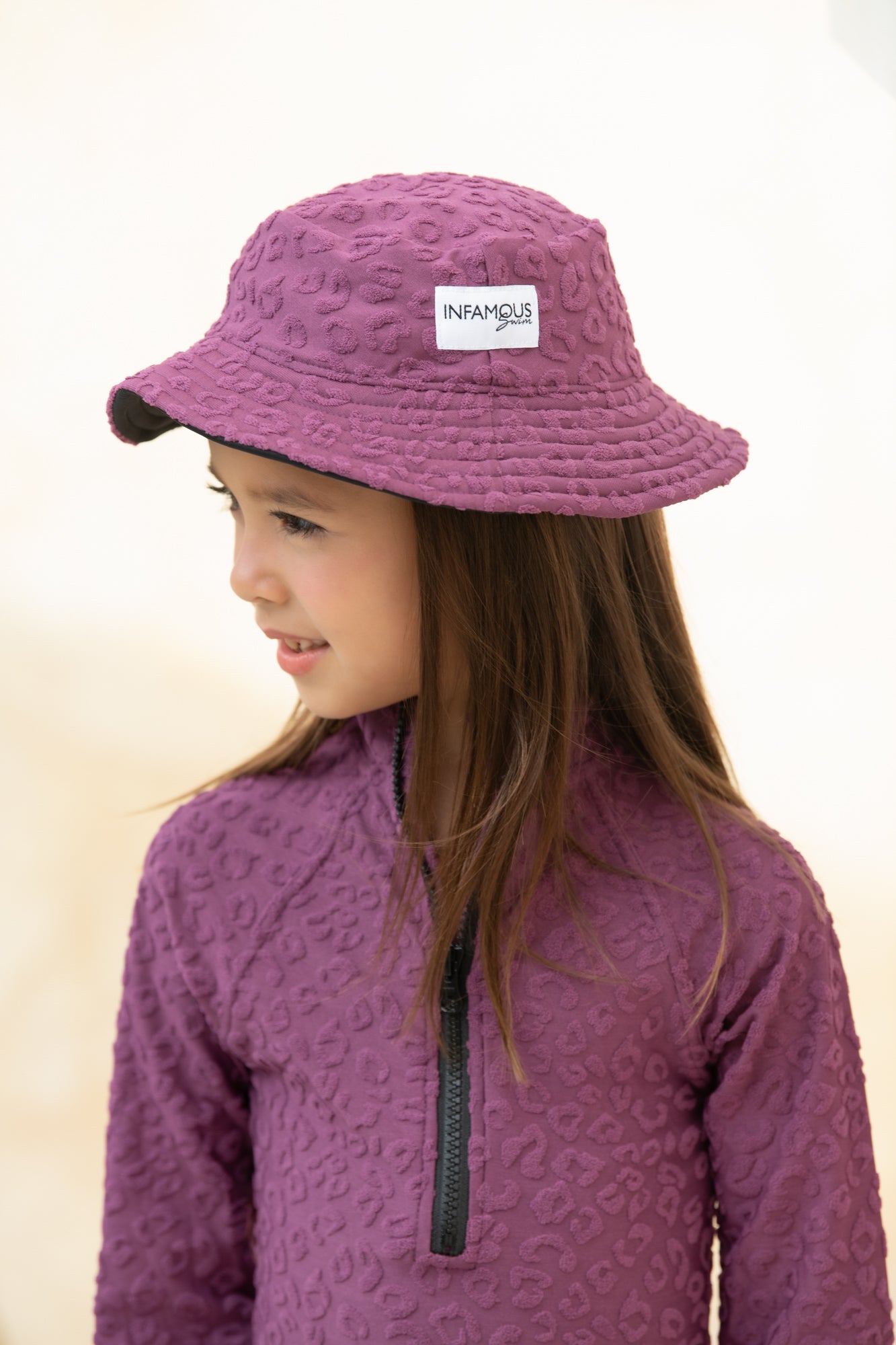 Daisy Swim Hat - Textured Leopard Grape