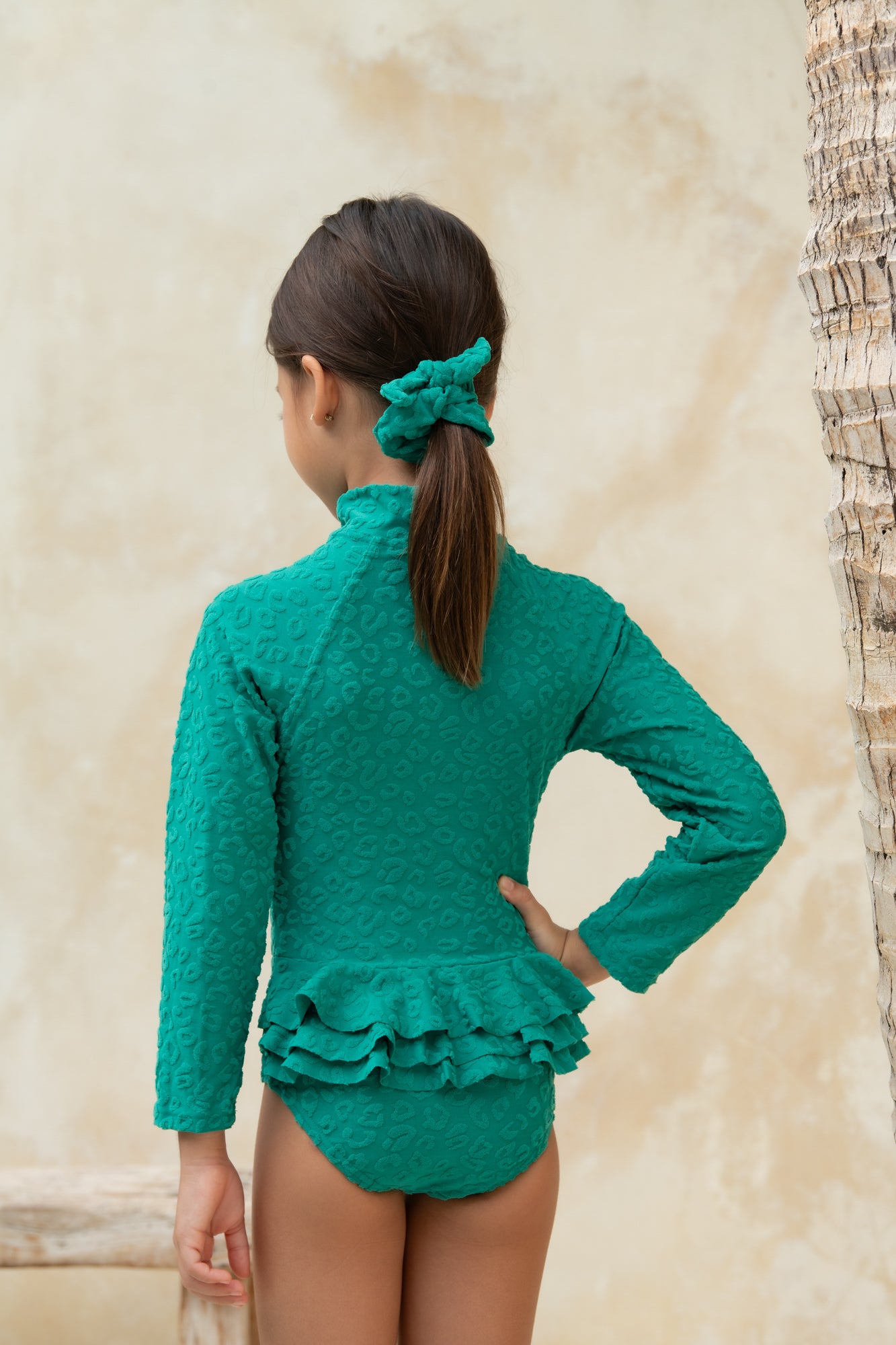 Mini Mimi Scrunchie - Textured Leopard Kiwi