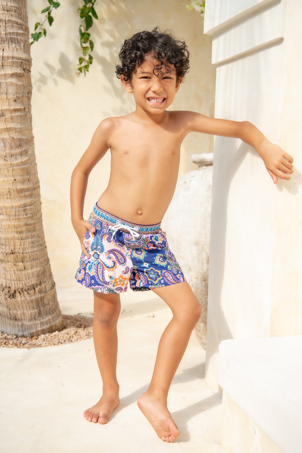 Mini Hank Board Shorts - Peacock Swirls