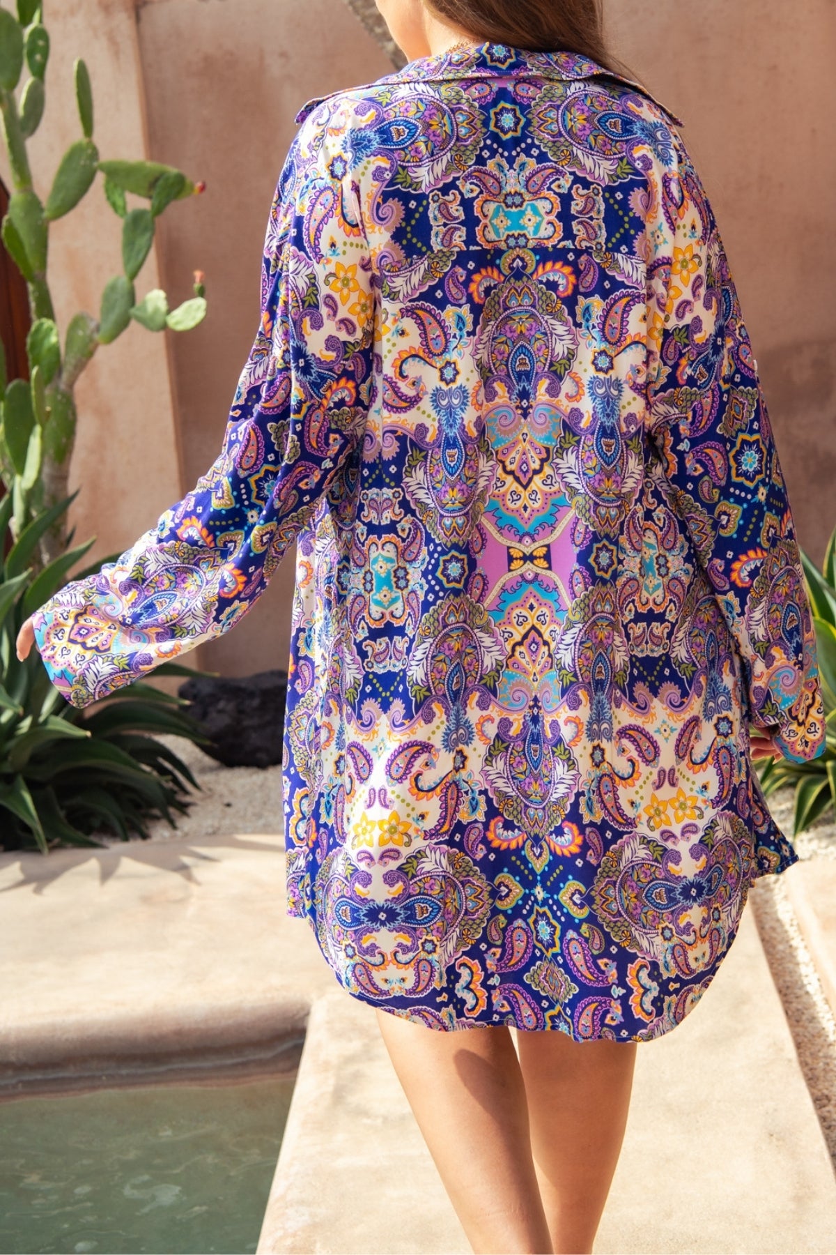 Sandy Shirt Dress - Peacock Swirls
