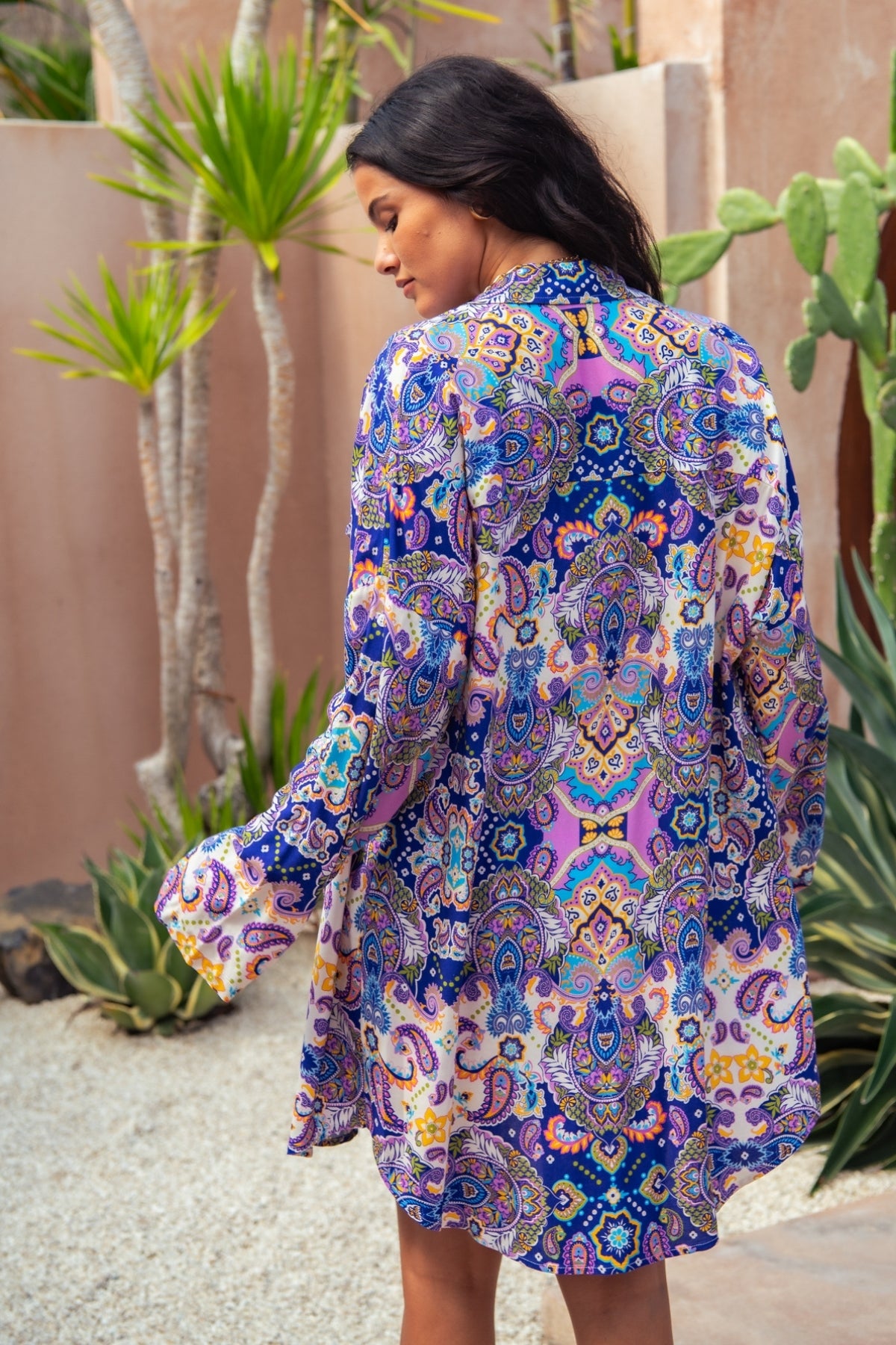 Sandy Shirt Dress - Peacock Swirls