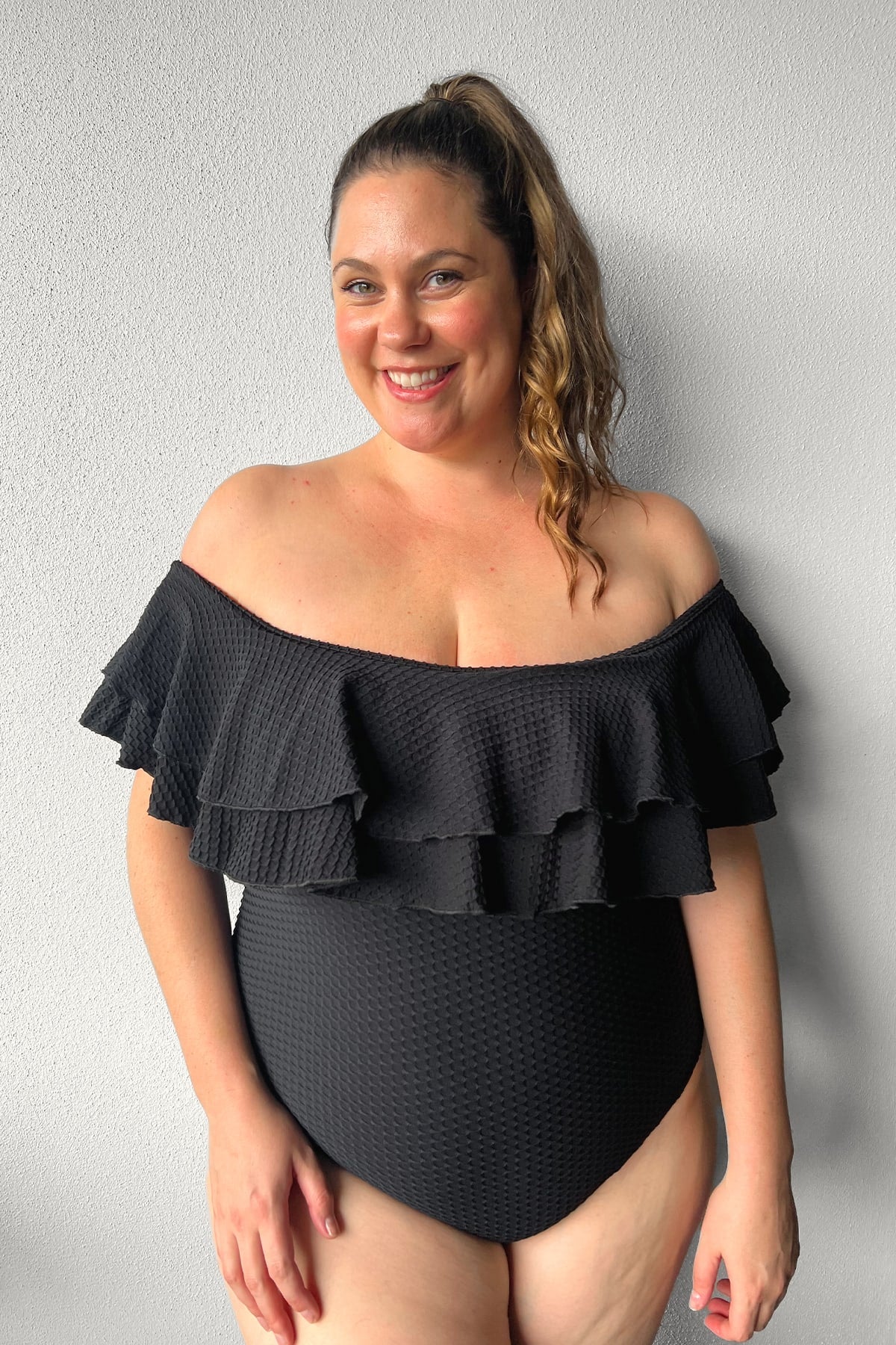 Miranda One Piece - Black Waffle