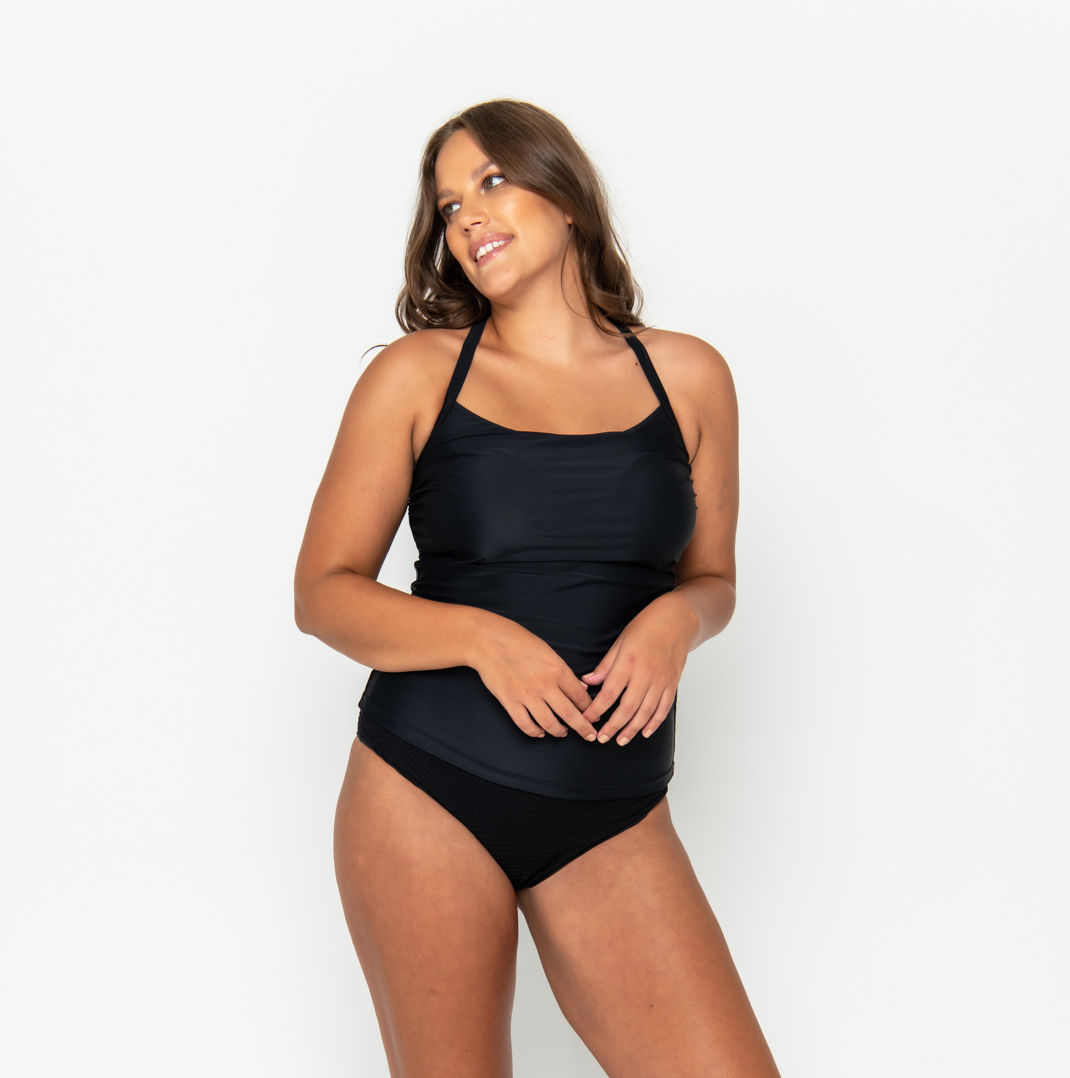 Giselle Tankini Top - Black on Black
