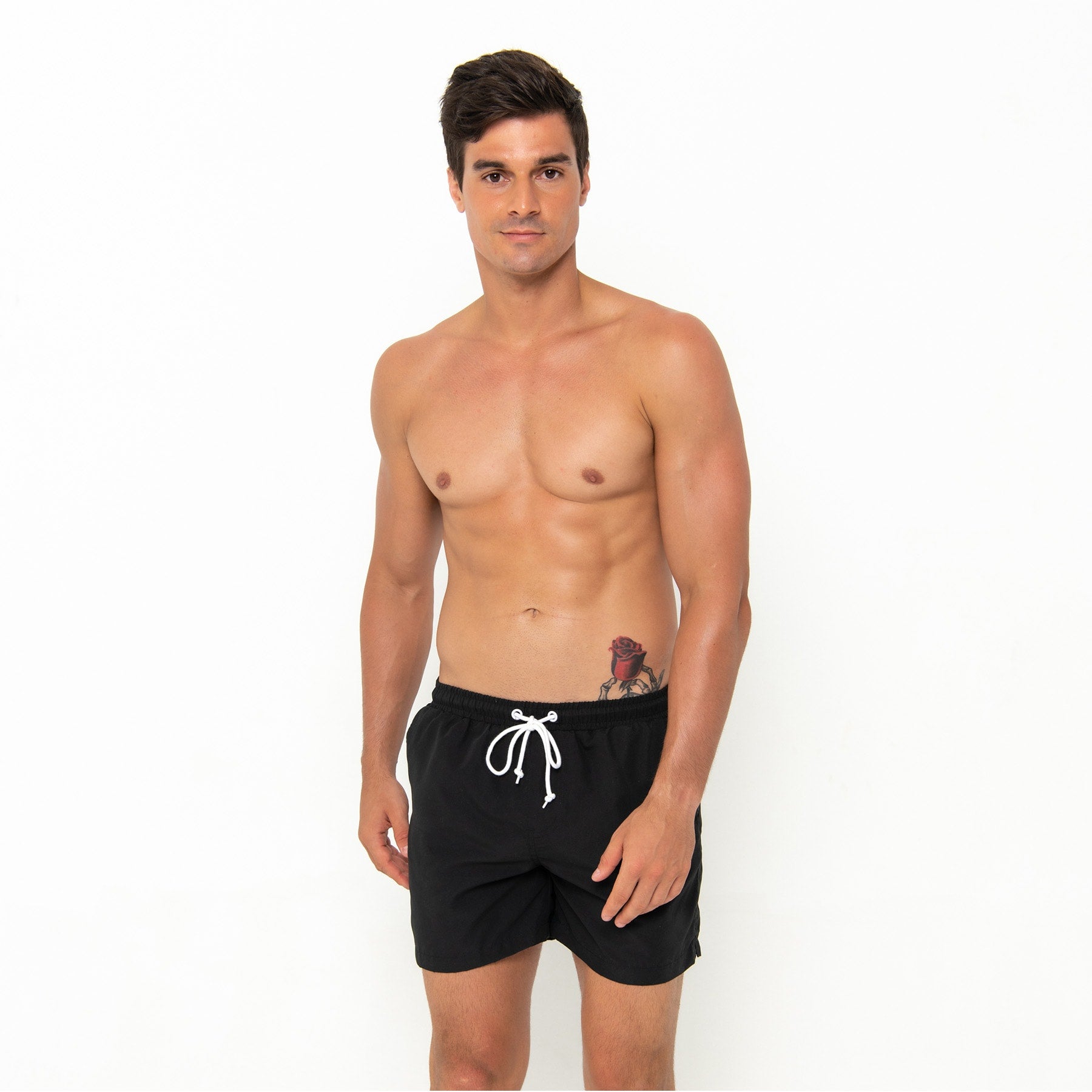Hank Board Shorts - Black with Safari Leopard Pocket
