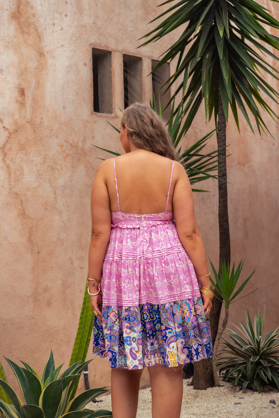 Ella Short Dress - Peacock Swirls