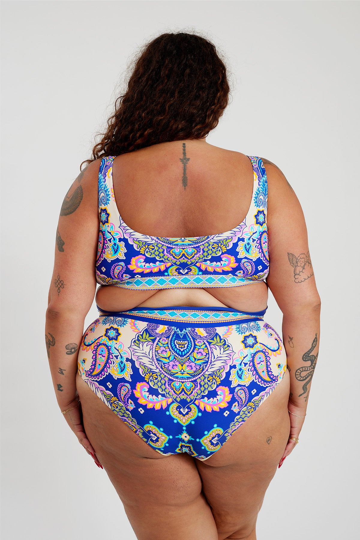 Ginger Bikini Bottom Curve - Peacock Swirls