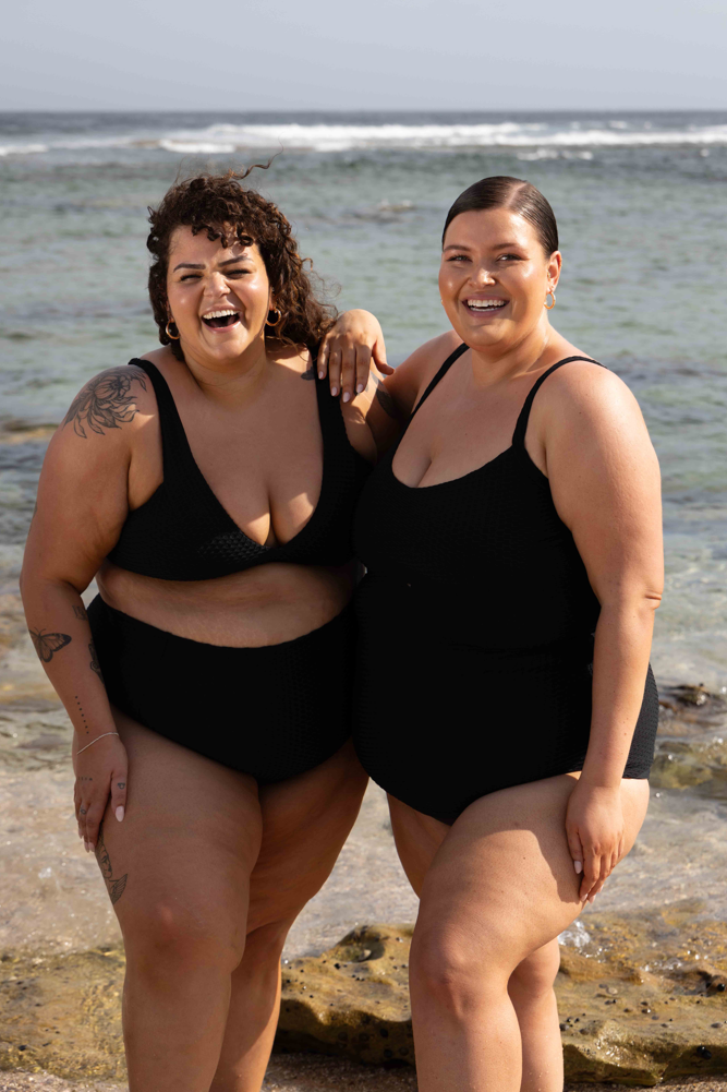 Giselle Tankini Top Curve - Black Waffle