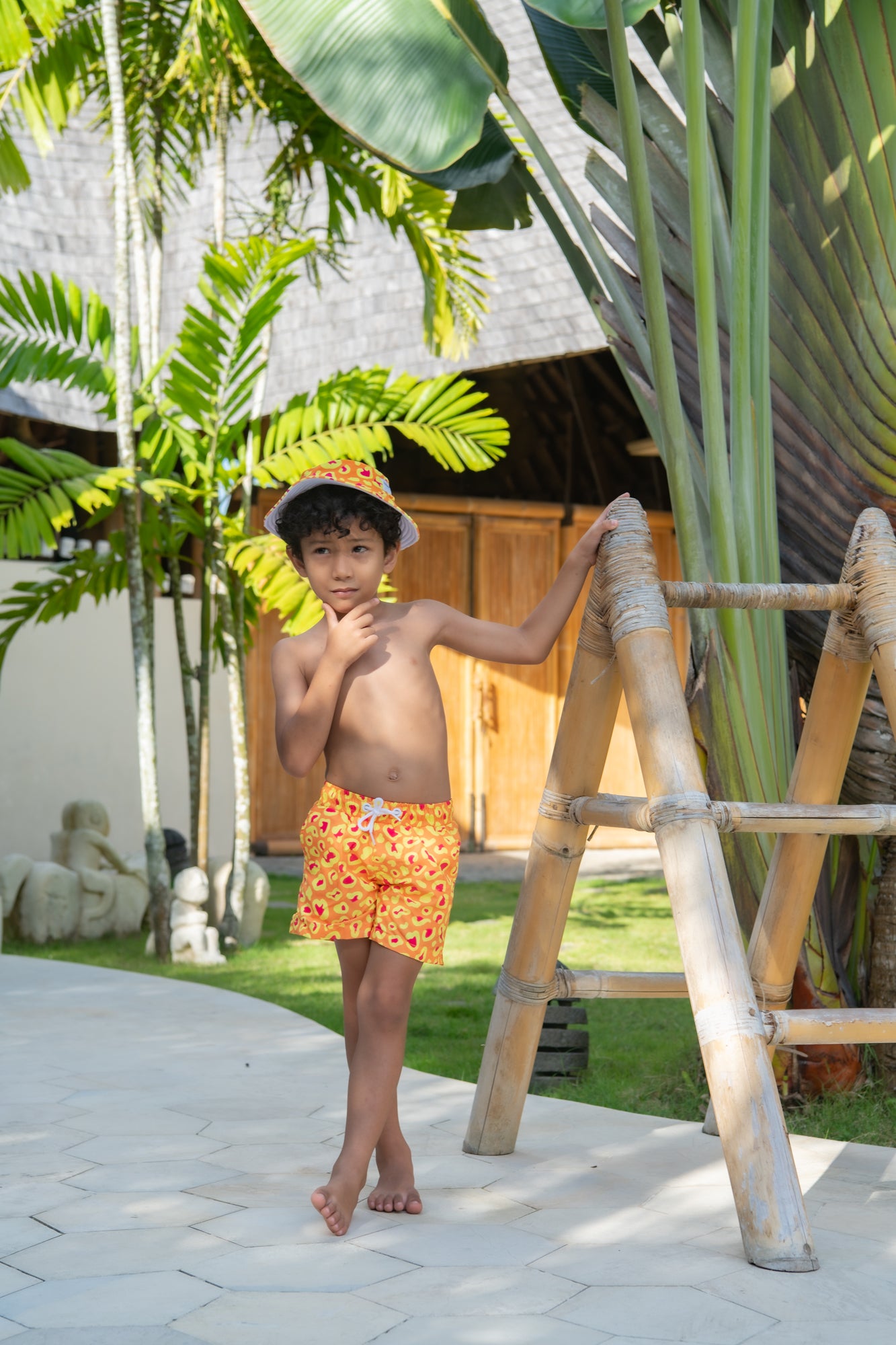 Mini Hank Board Shorts Final Sale - Orange Sprint Leopard