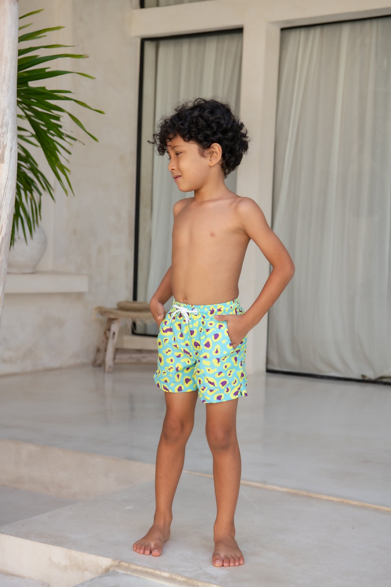 Mini Hank Board Shorts Final Sale -Sour Sky Leopard