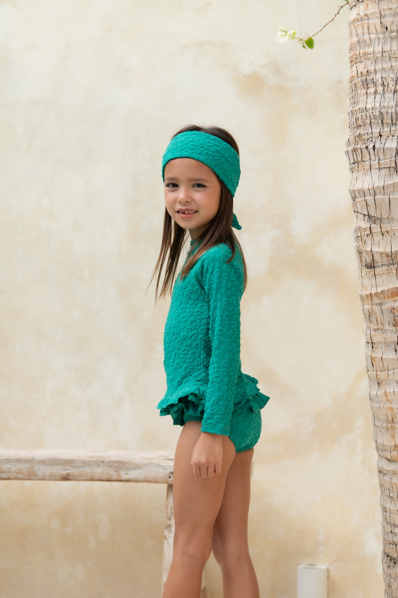 Mini Annie Rashie Set 02 - Textured Leopard Kiwi