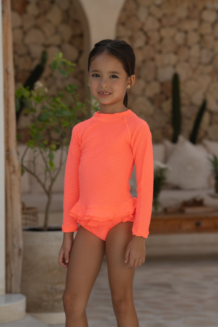 Mini Annie Rashie Set 02 - Fluro Waffle Watermelon