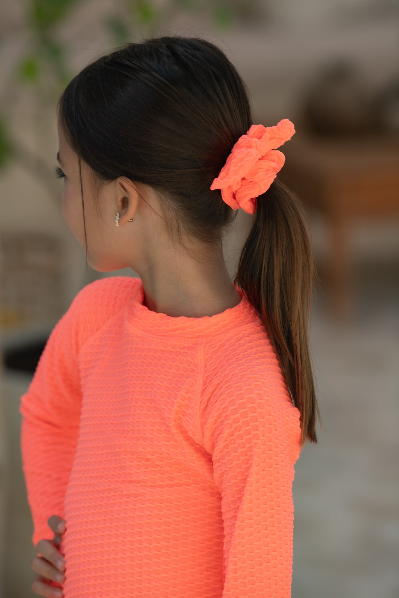 Mini Mimi Scrunchie - Fluro Waffle Watermelon