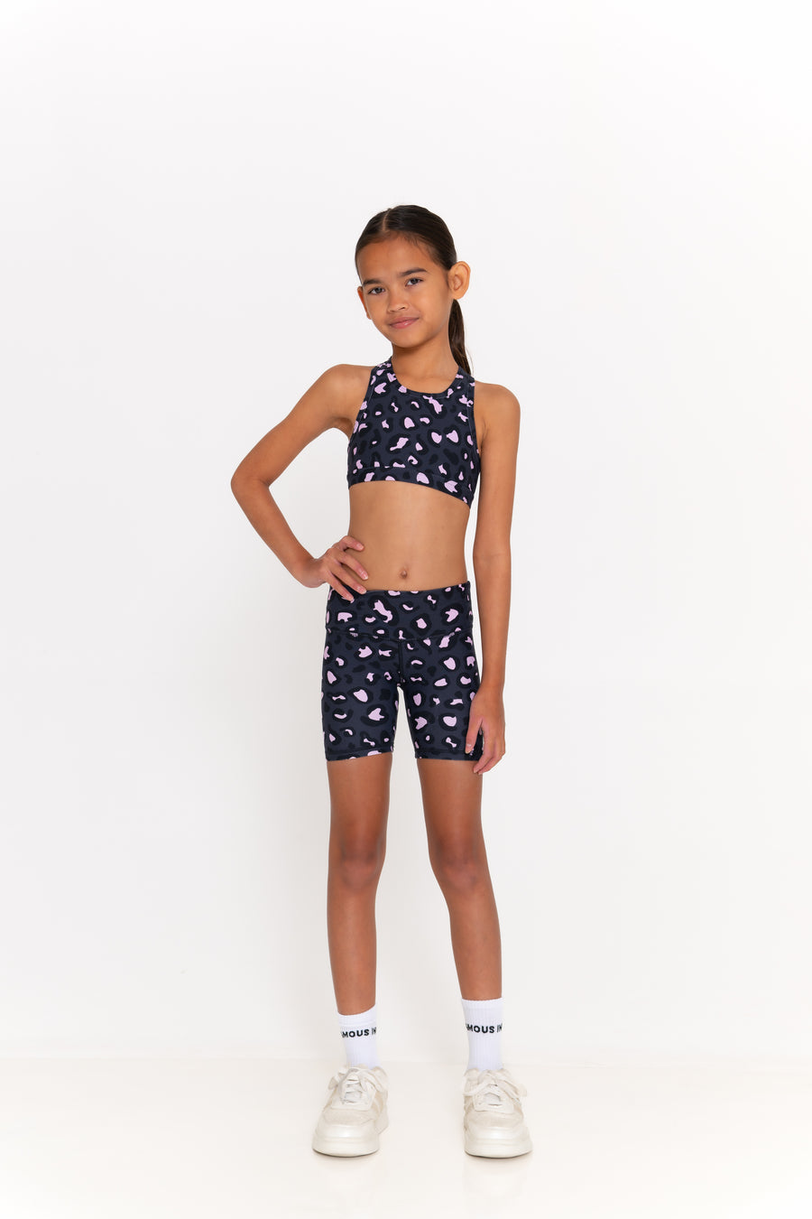 Mini Ashy Active Crop - Mellow Leopard