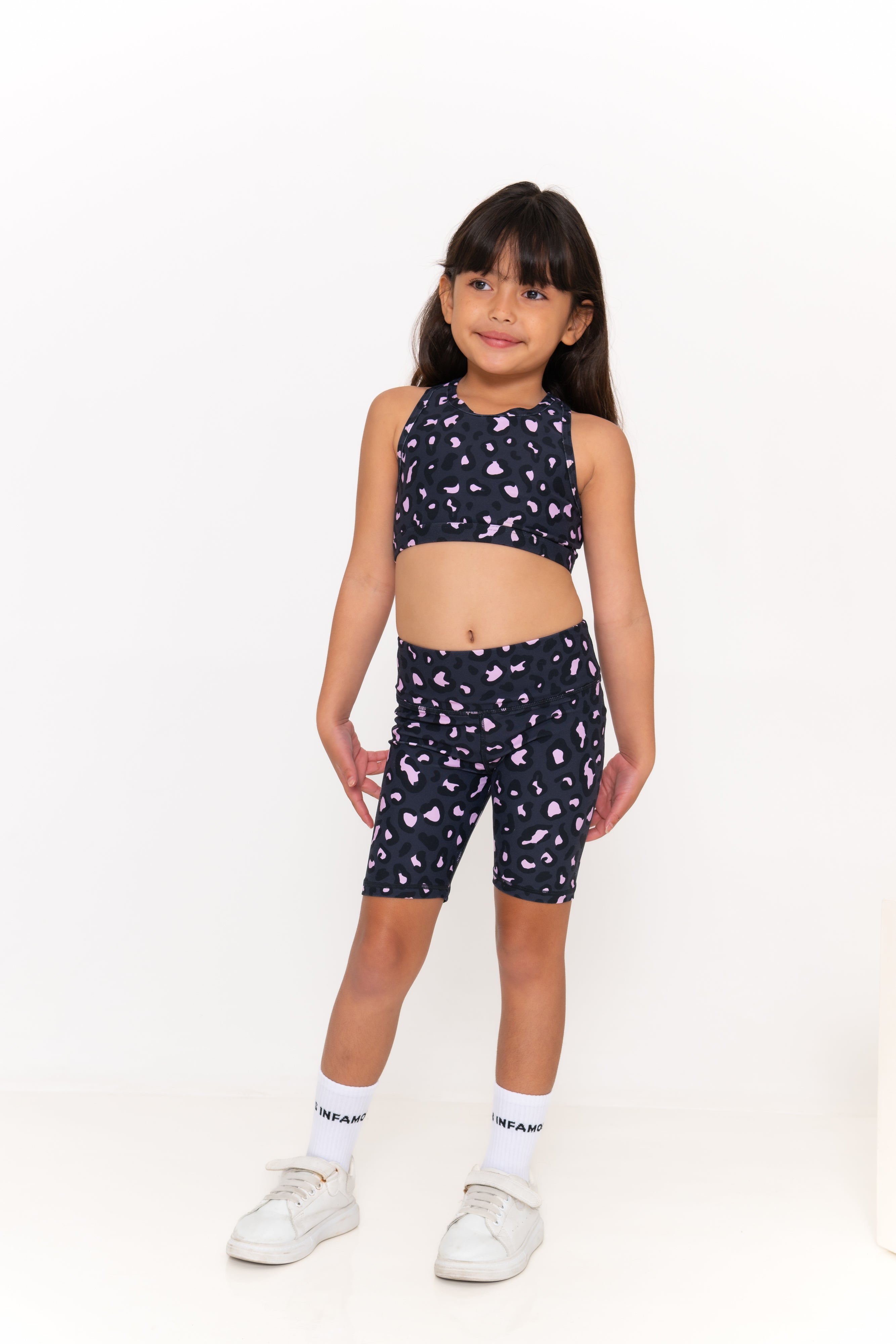 Mini Ashy Active Crop - Mellow Leopard
