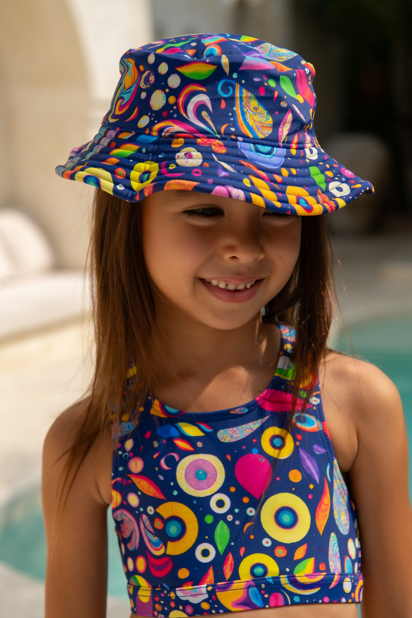 Daisy Swim Hat - Paisley Galaxy Dark