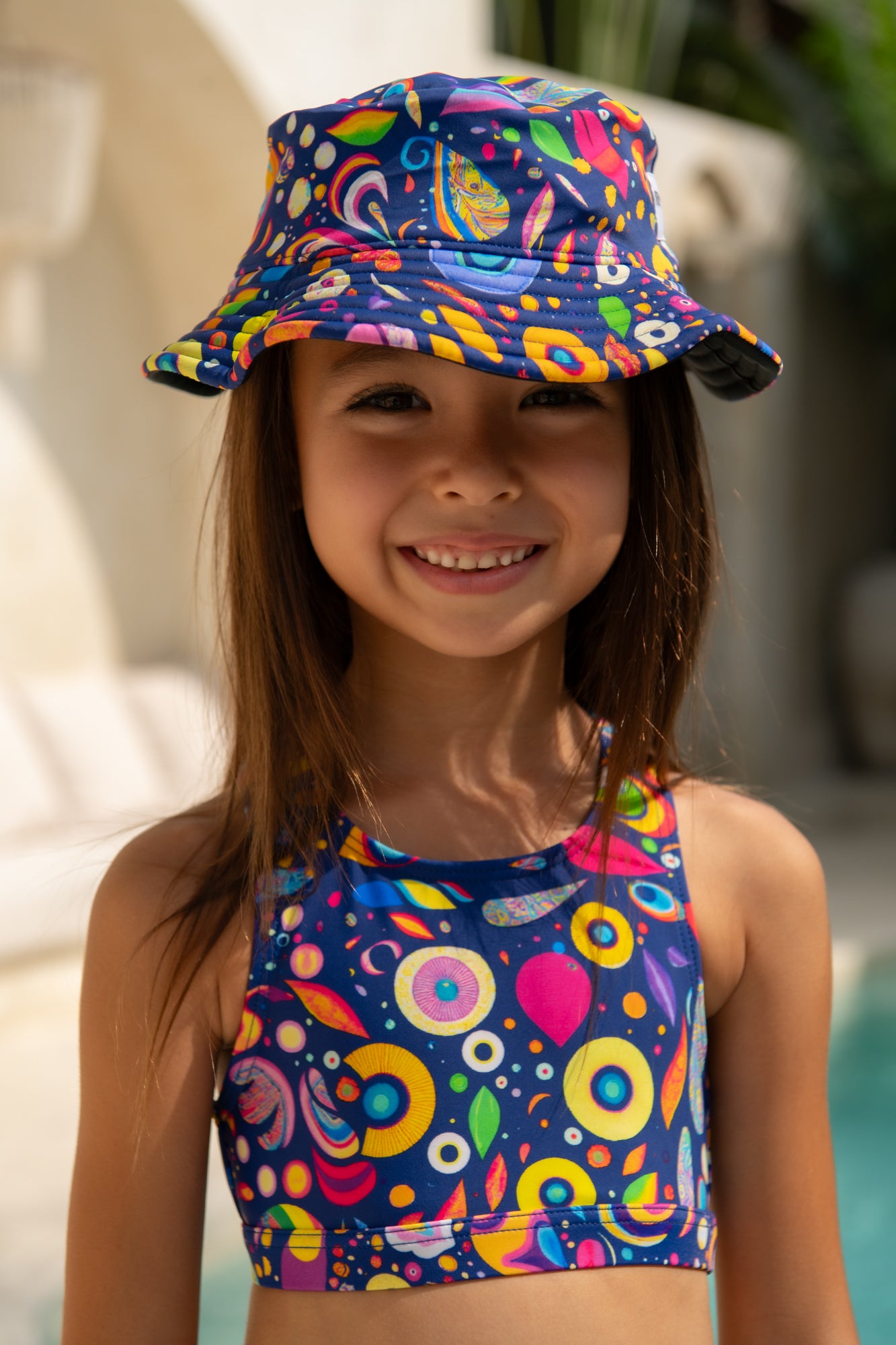 Daisy Swim Hat - Paisley Galaxy Dark