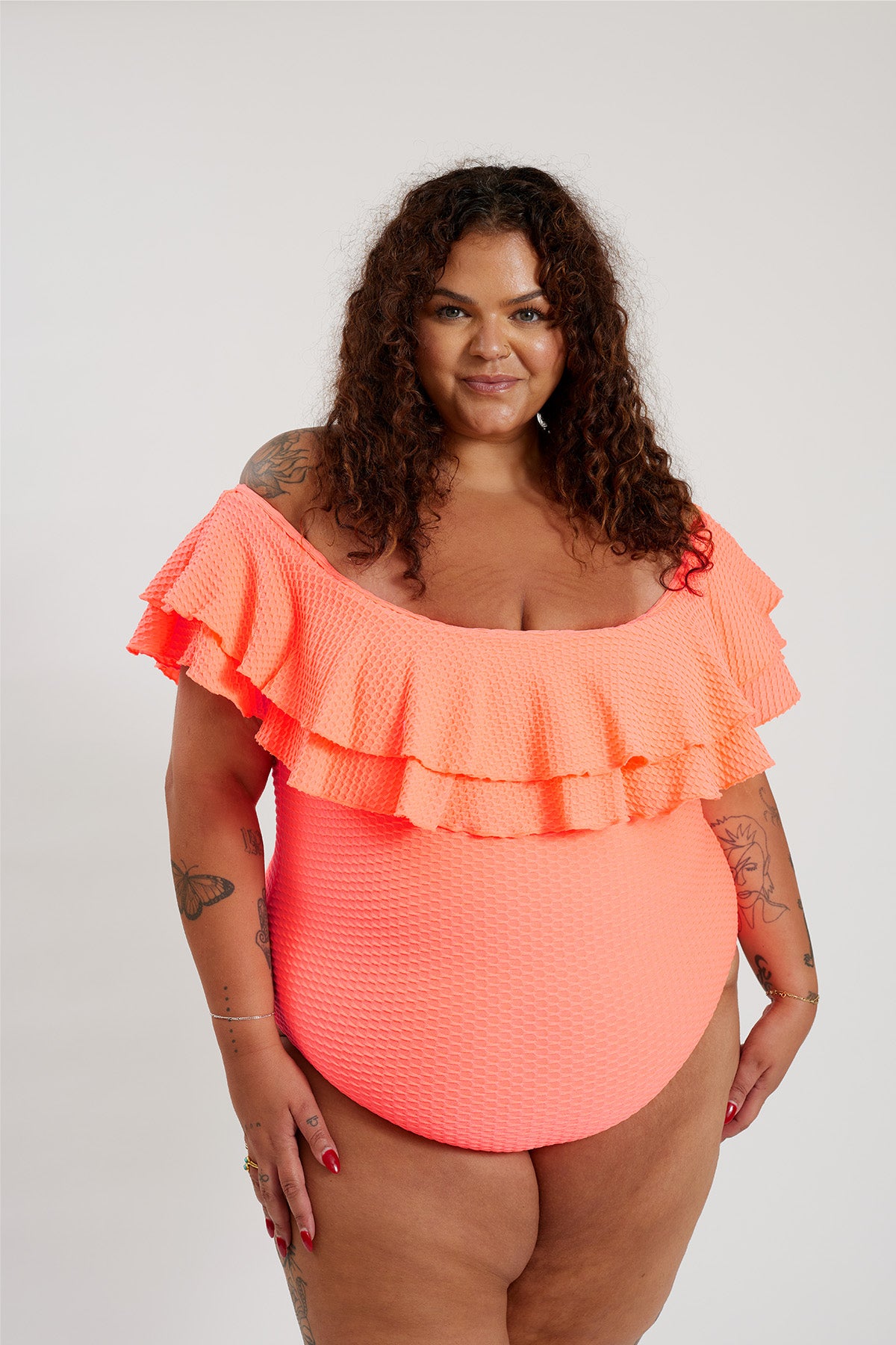 Miranda 02 One Piece Curve - Fluro Waffle Watermelon