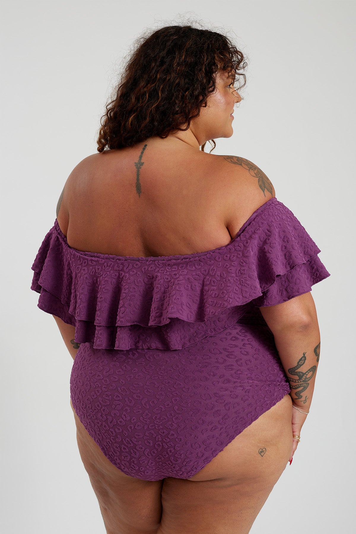 Miranda 02 One Piece Curve - Textured Leopard Grape