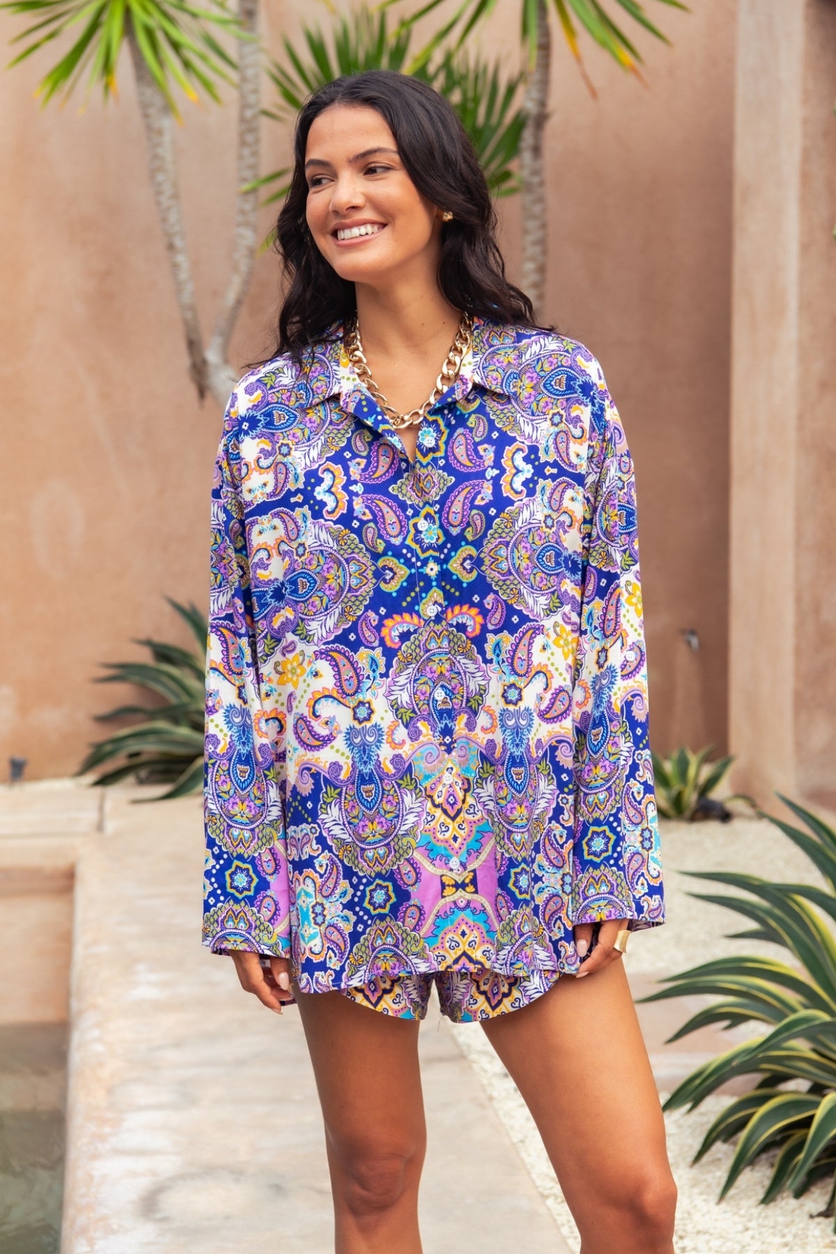 Kelly Shirt - Peacock Swirls