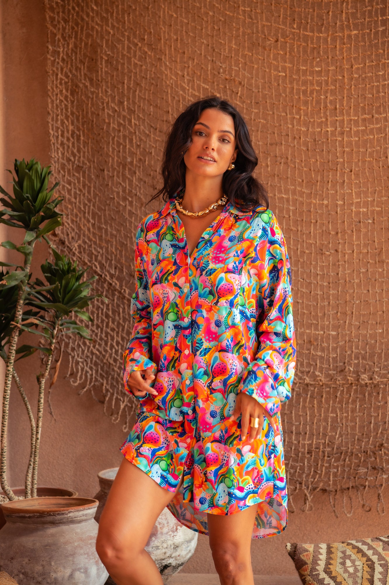 Sandy Shirt Dress - Fruity Seabed