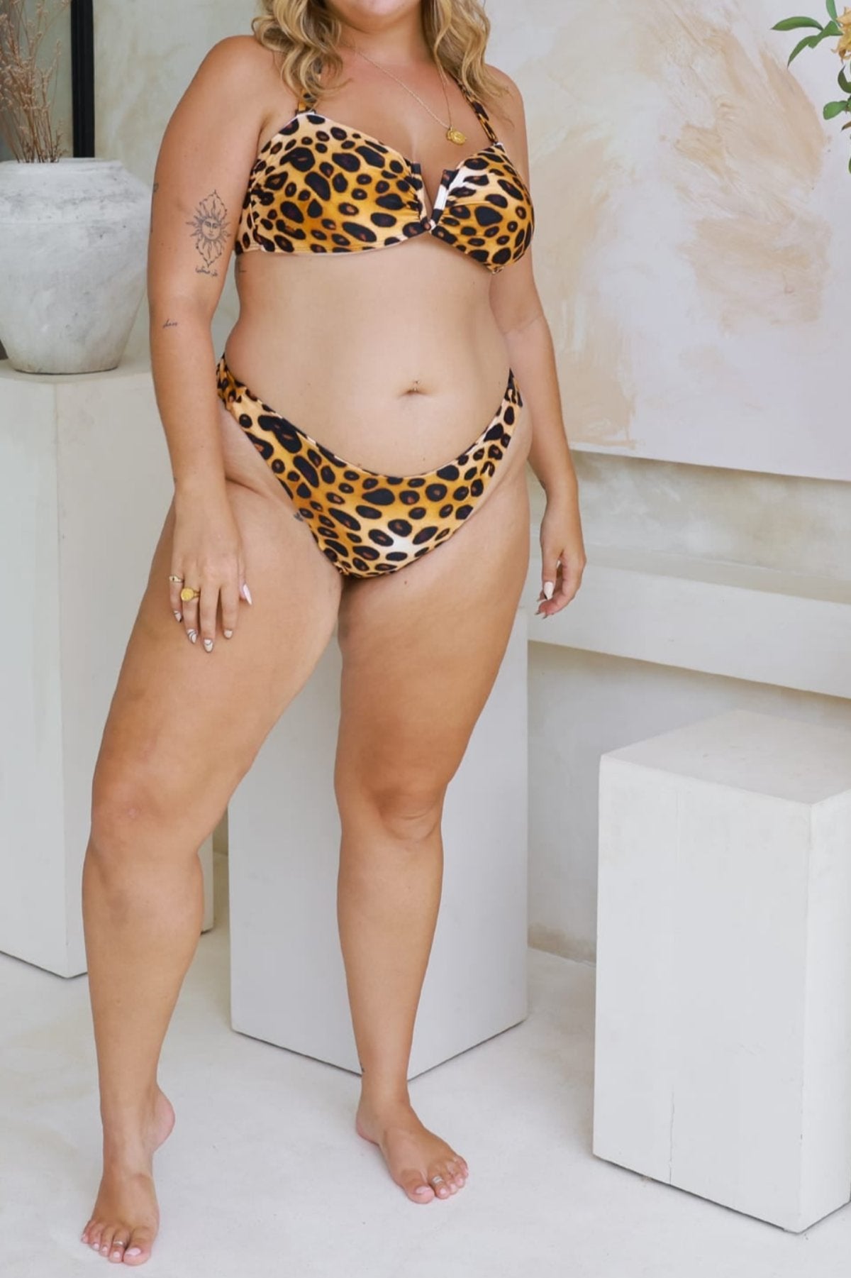 Infamous Swim Scarlett Bandeau Top in Cheetah Fever