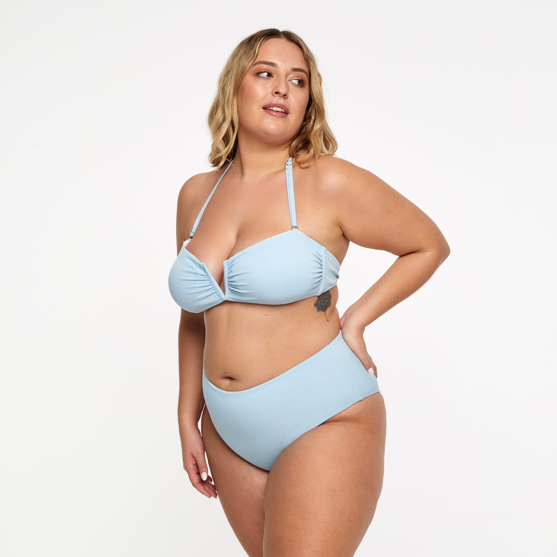 Sadie Bikini Bottom Final Sale - Baby Blue Ribbed