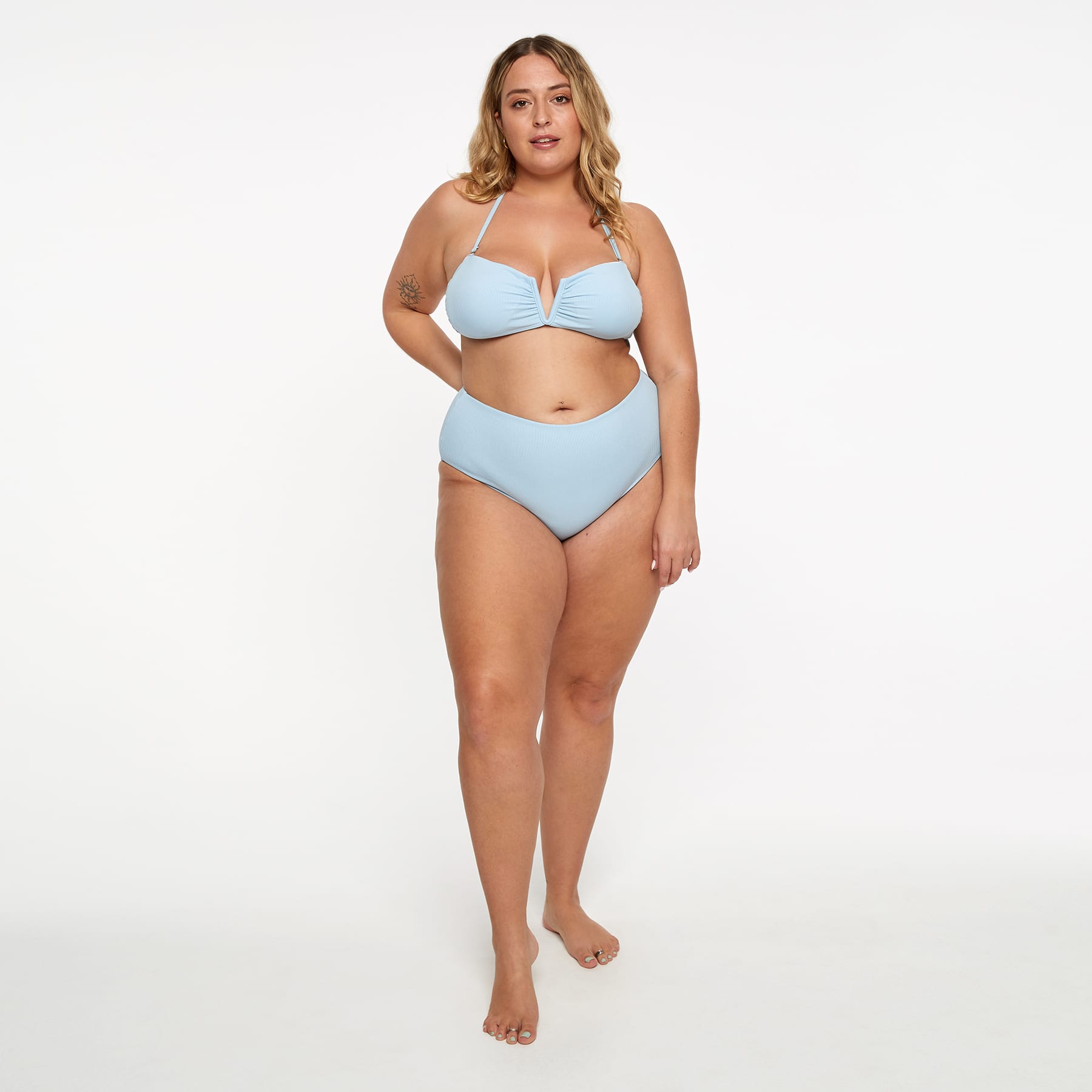 Scarlett Bandeau Top Final Sale - Baby Blue Ribbed