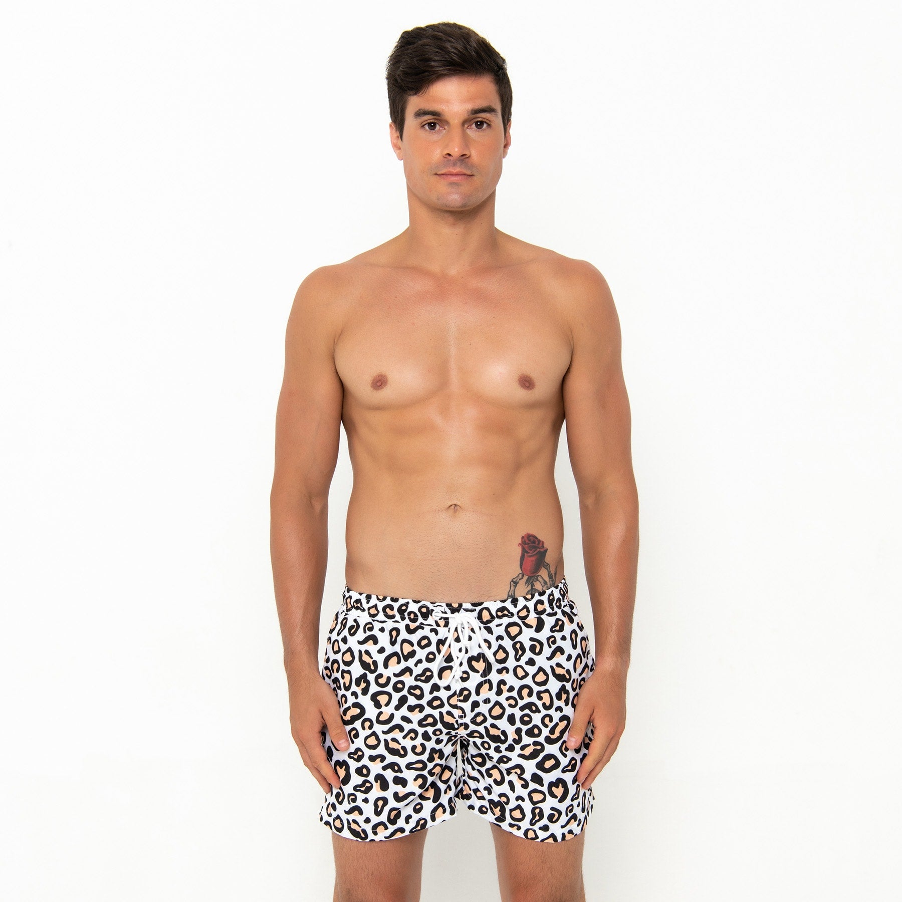 Mens leopard hot sale print trunks