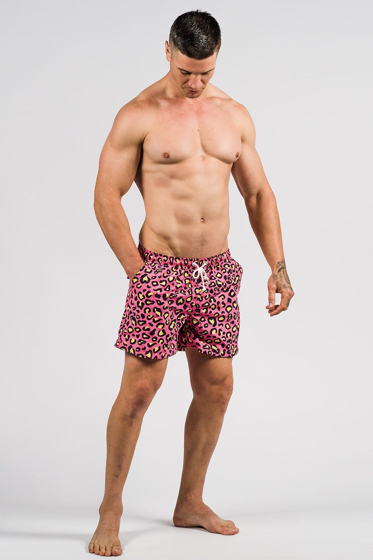 Hank Board Shorts Final Sale - Cherry Leopard