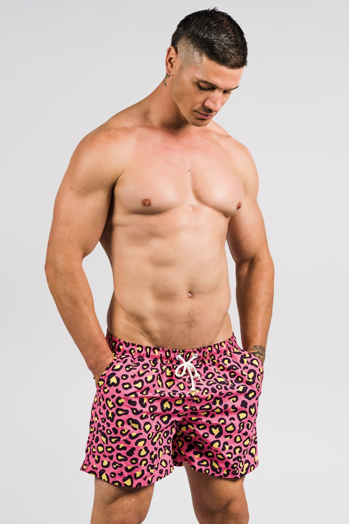 Hank Board Shorts Final Sale - Cherry Leopard