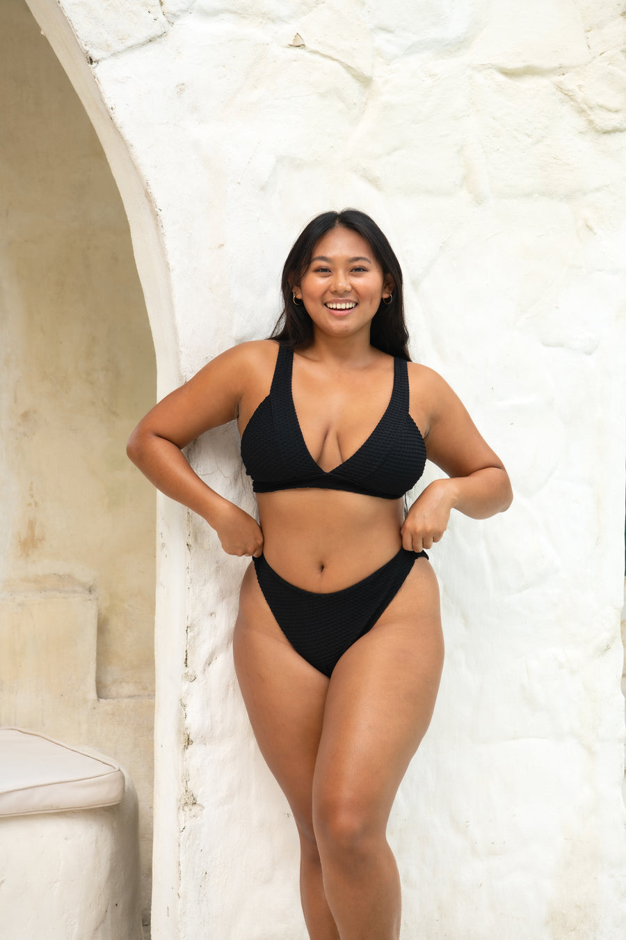 Grace Bikini Bottom - Black Waffle