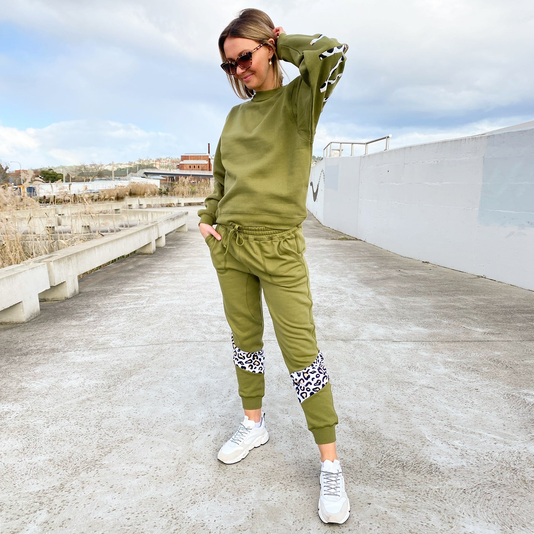 Track Pant Spliced Final Sale - Olive Martini