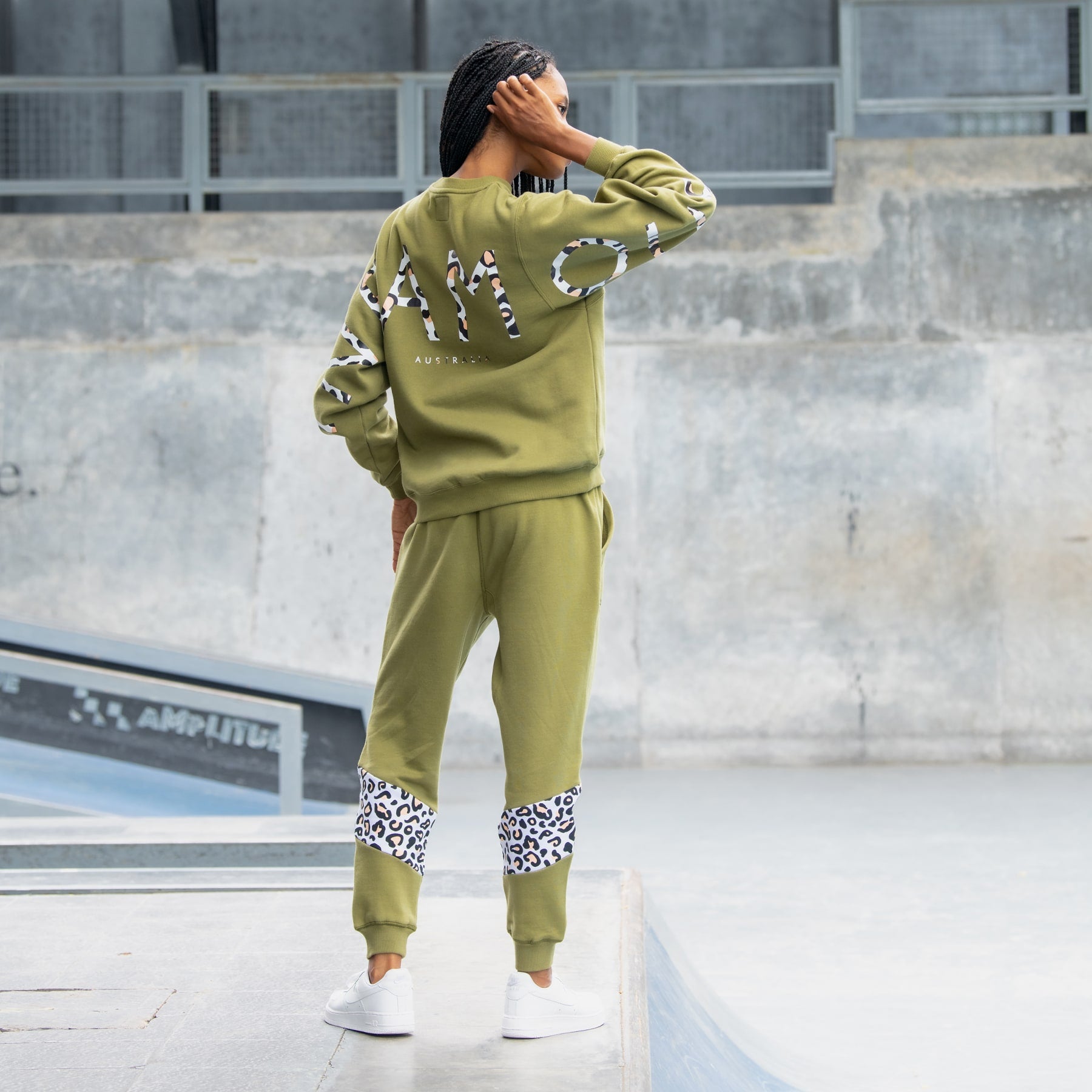 Track Pant Spliced Final Sale - Olive Martini