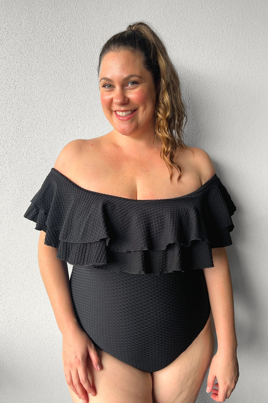 Miranda One Piece - Black Waffle