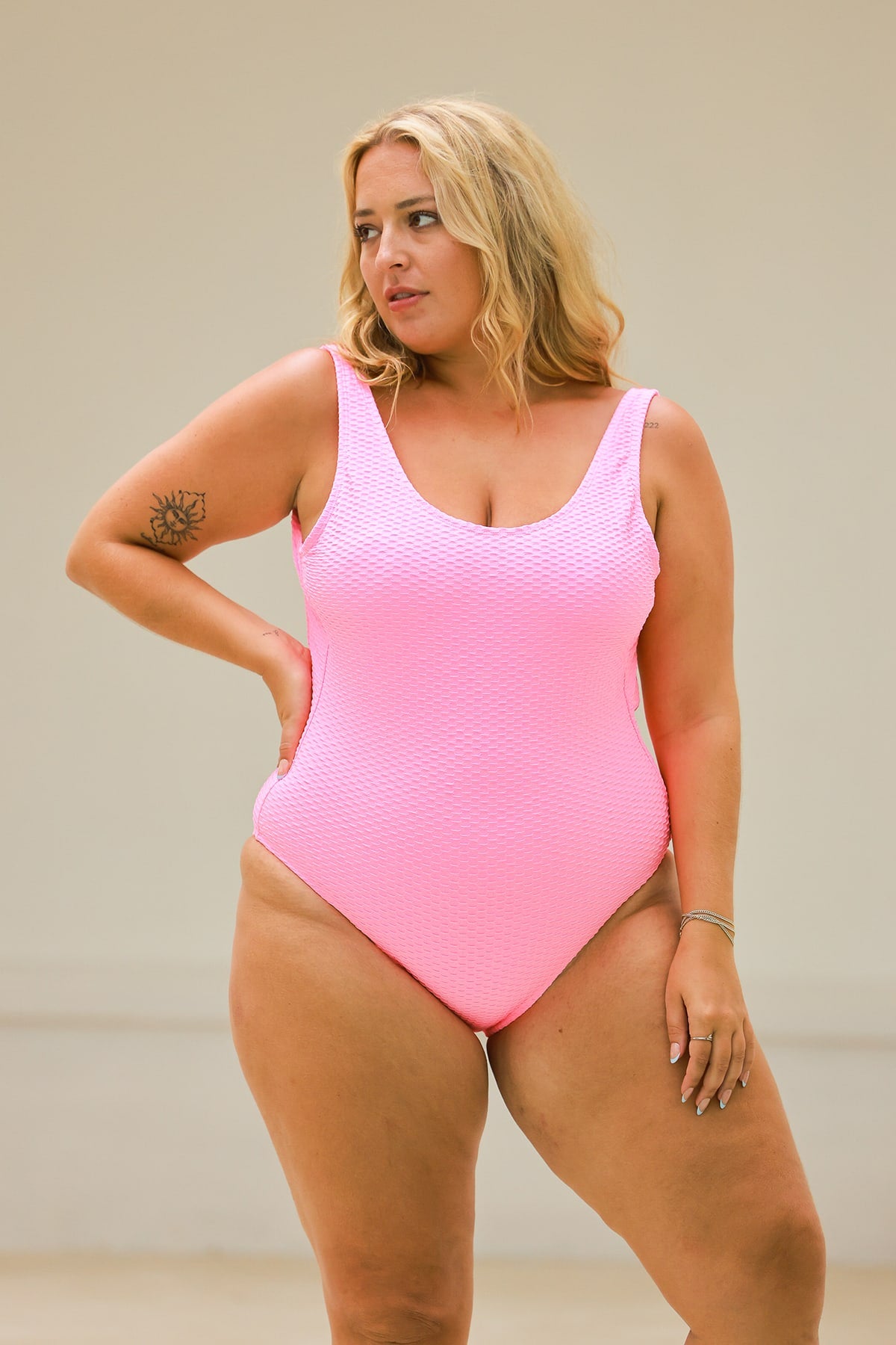 Candice One Piece Final Sale - Fluro Waffle Powder Puff