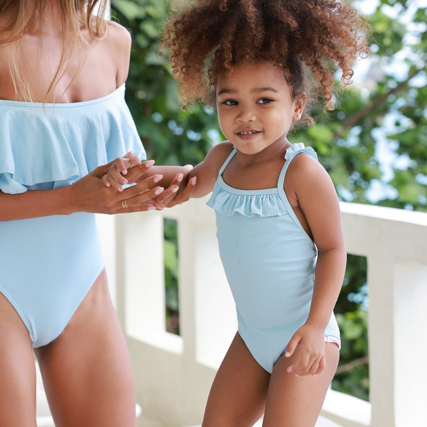 Mini Candice One Piece Final Sale  - Baby Blue Ribbed