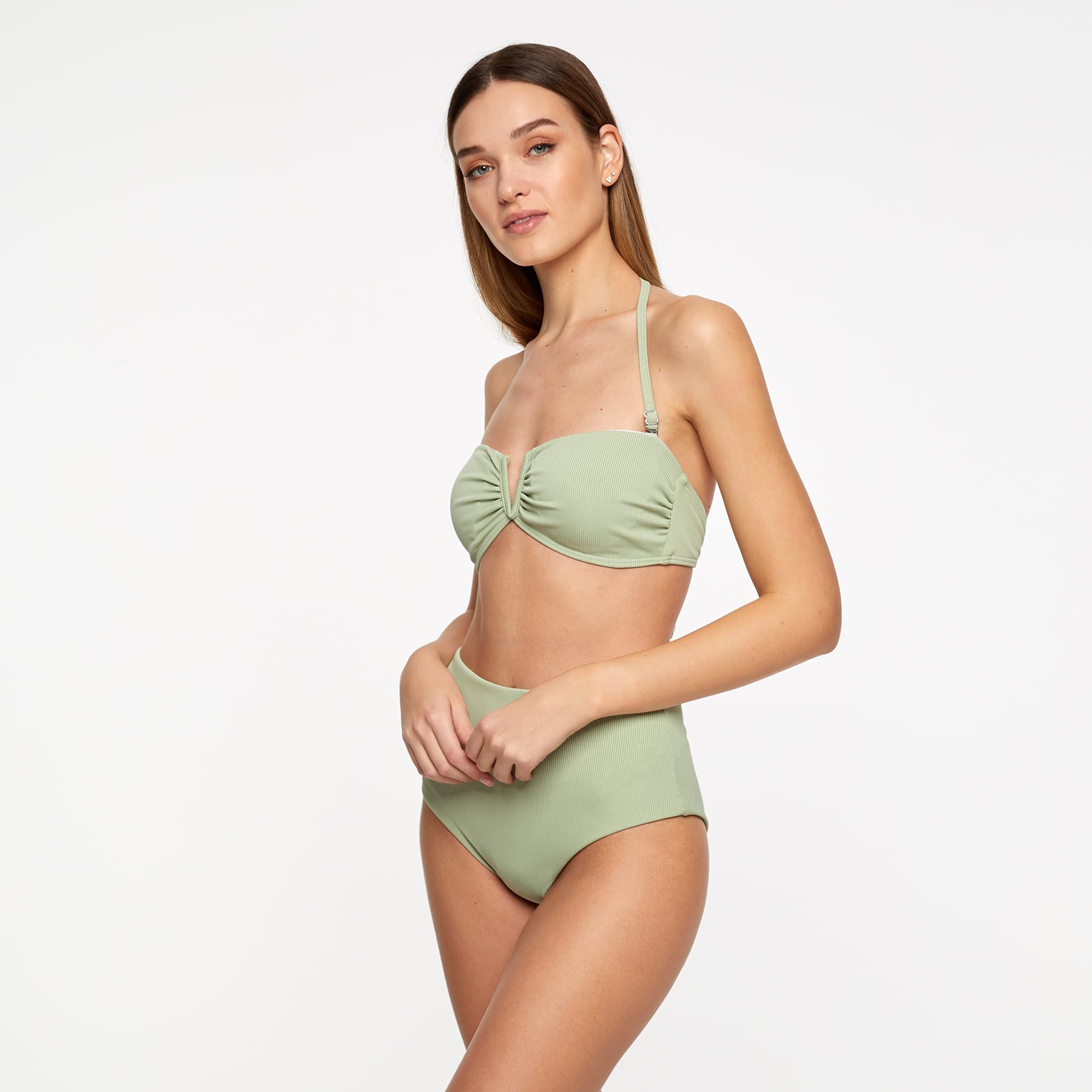 Scarlett Bandeau Top Final Sale - Sage Green Ribbed