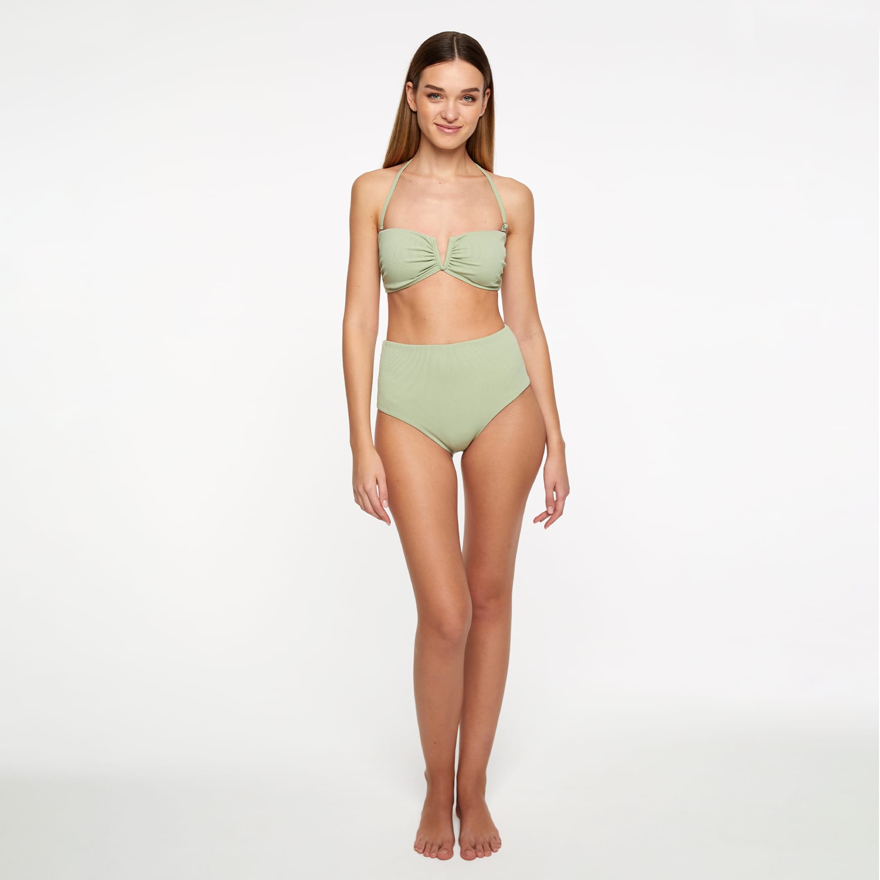 Scarlett Bandeau Top Final Sale - Sage Green Ribbed