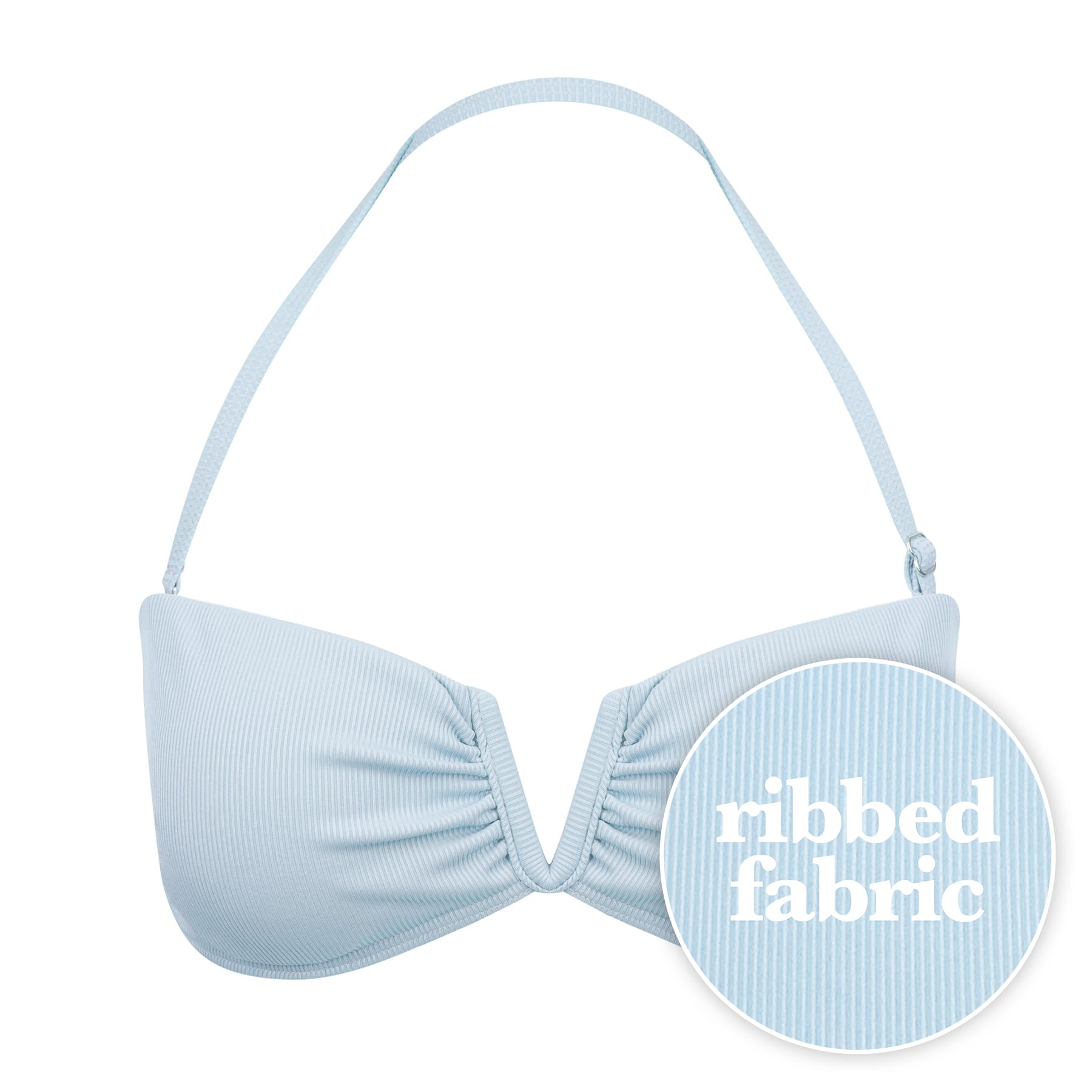 Scarlett Bandeau Top Final Sale - Baby Blue Ribbed