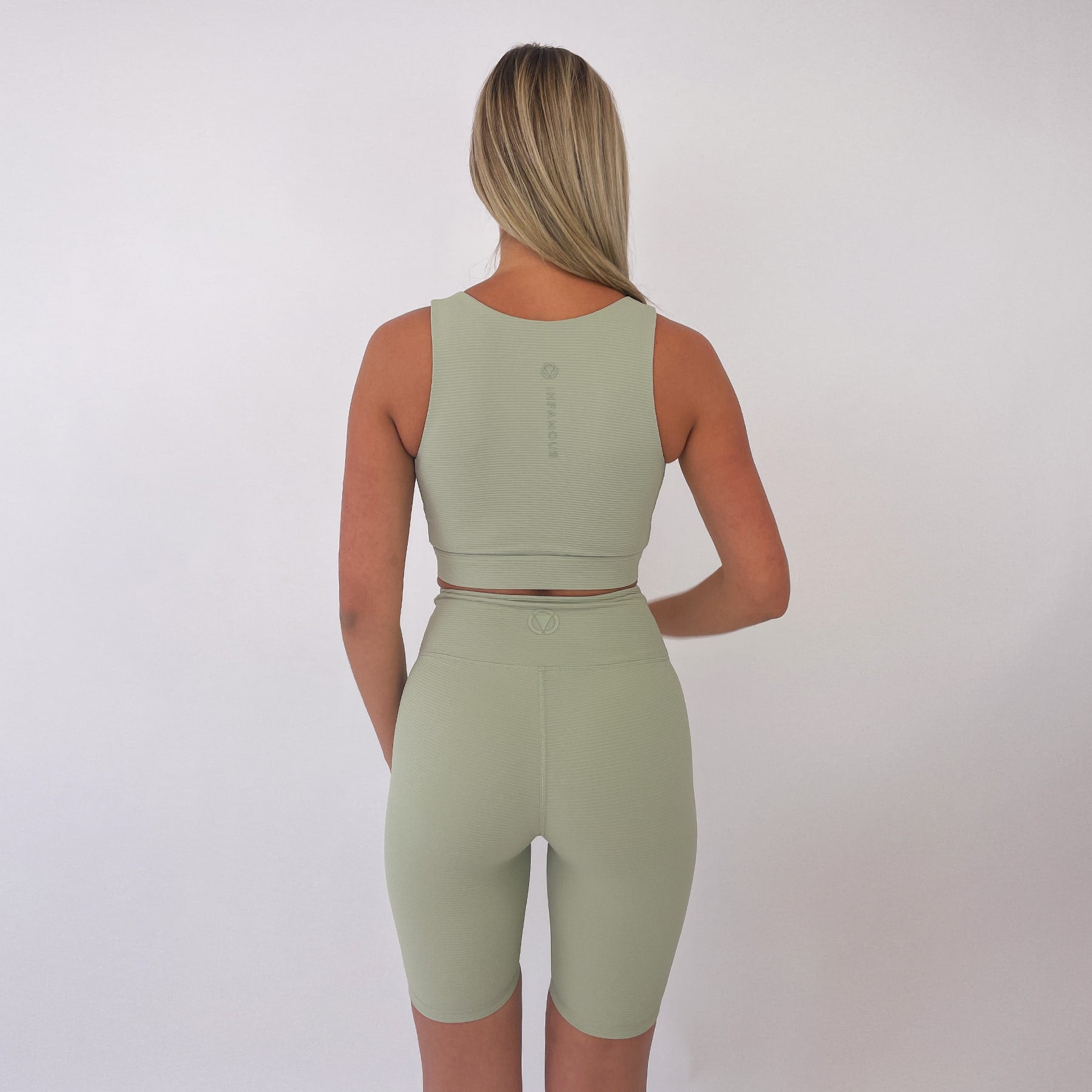 Simone Bike Shorts Final Sale - Sage Green Ribbed