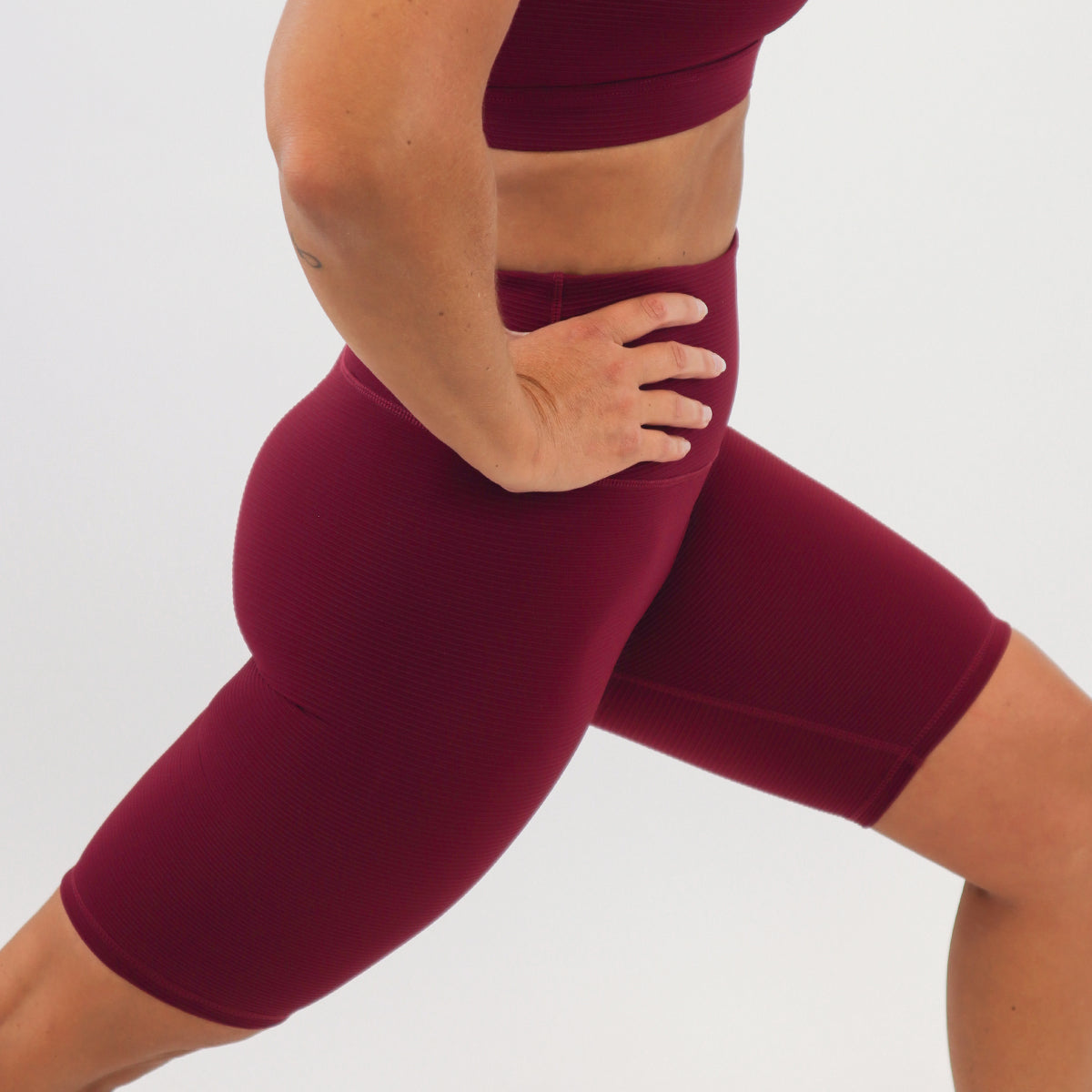 Simone Bike Shorts Final Sale - Red Wine Ribbed