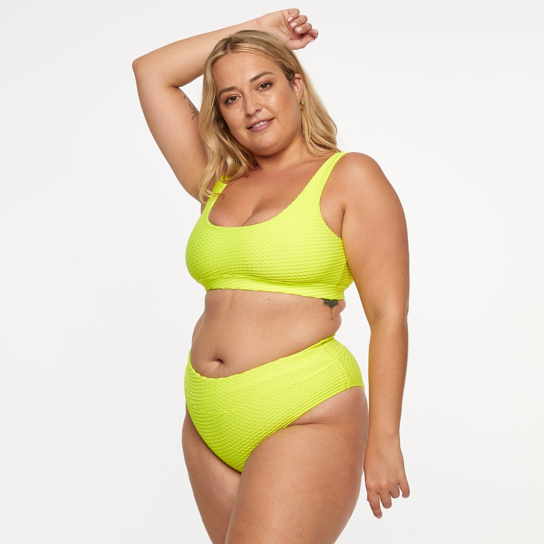 Ginger Bikini Bottom FINAL SALE - Fluro Yellow Waffle