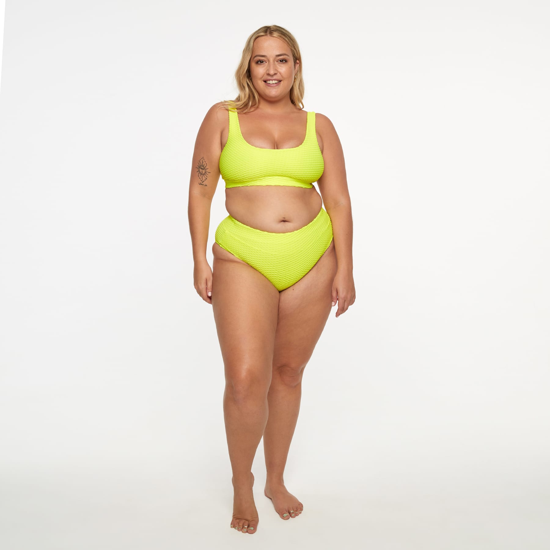 Ginger Bikini Bottom FINAL SALE - Fluro Yellow Waffle